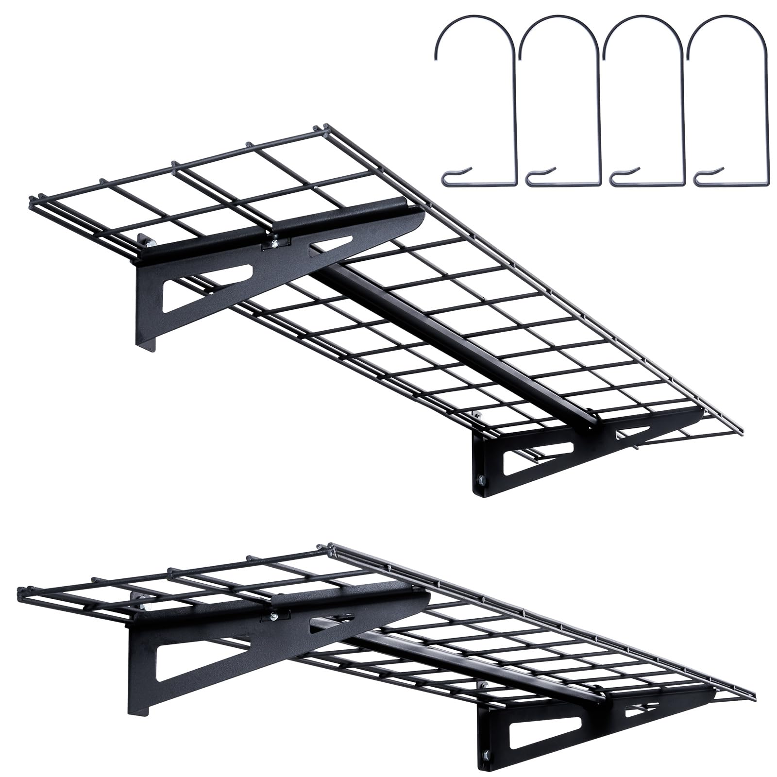 VEVOR Heavy Duty Garage Shelving Wall Mounted - 1x4 ft Floating Shelves with 400 lbs Capacity - 2 Pack Garage Storage Rack for Shop, Shed, Basement & Home Organization - Perfect for Tools, Paint Cans & Equipment Storage