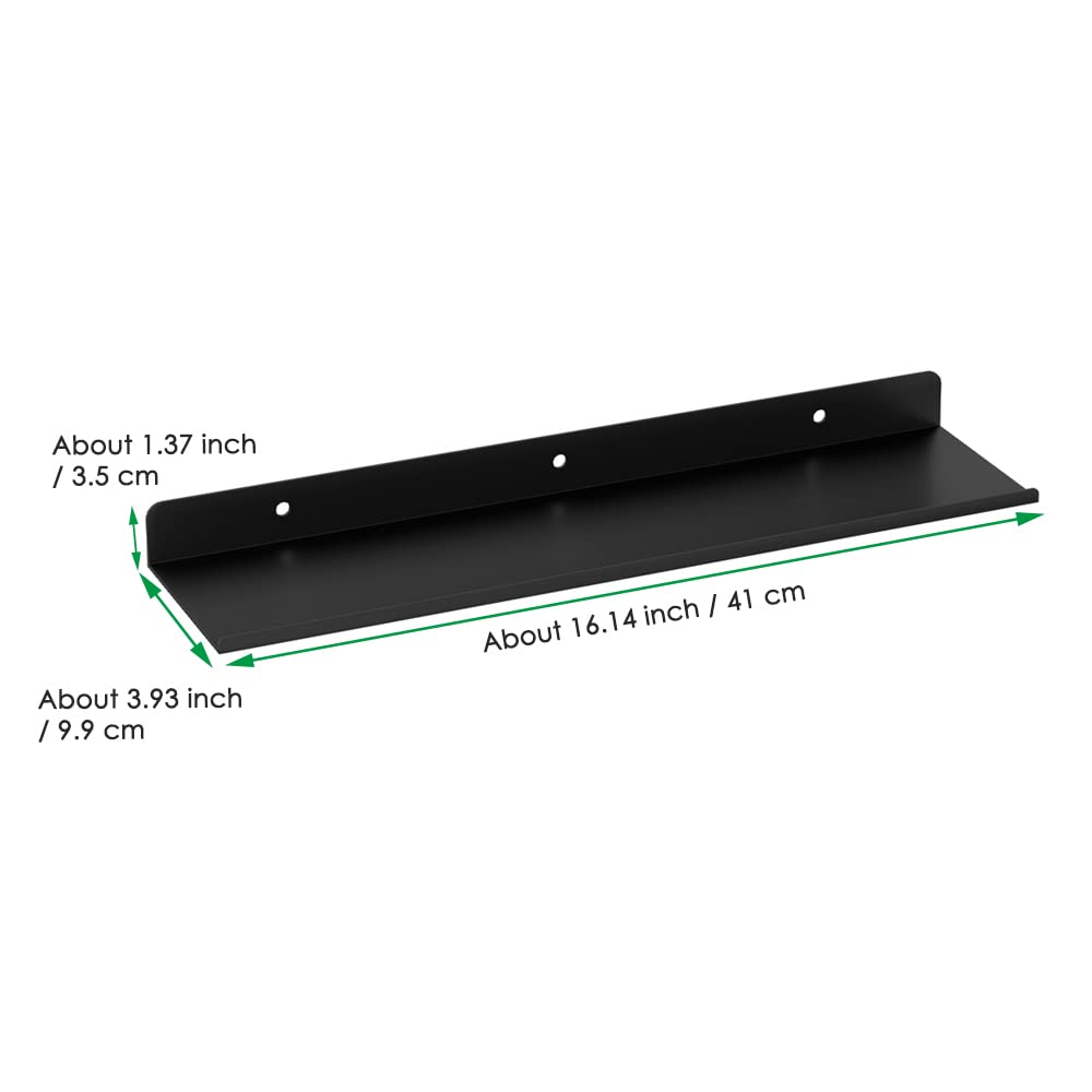 Metal Floating Shelves Set of 4 - Matte Black Wall Mounted Industrial Shelving for Home Decor, Photos & Display - Perfect for Living Room, Bedroom & Office Organization
