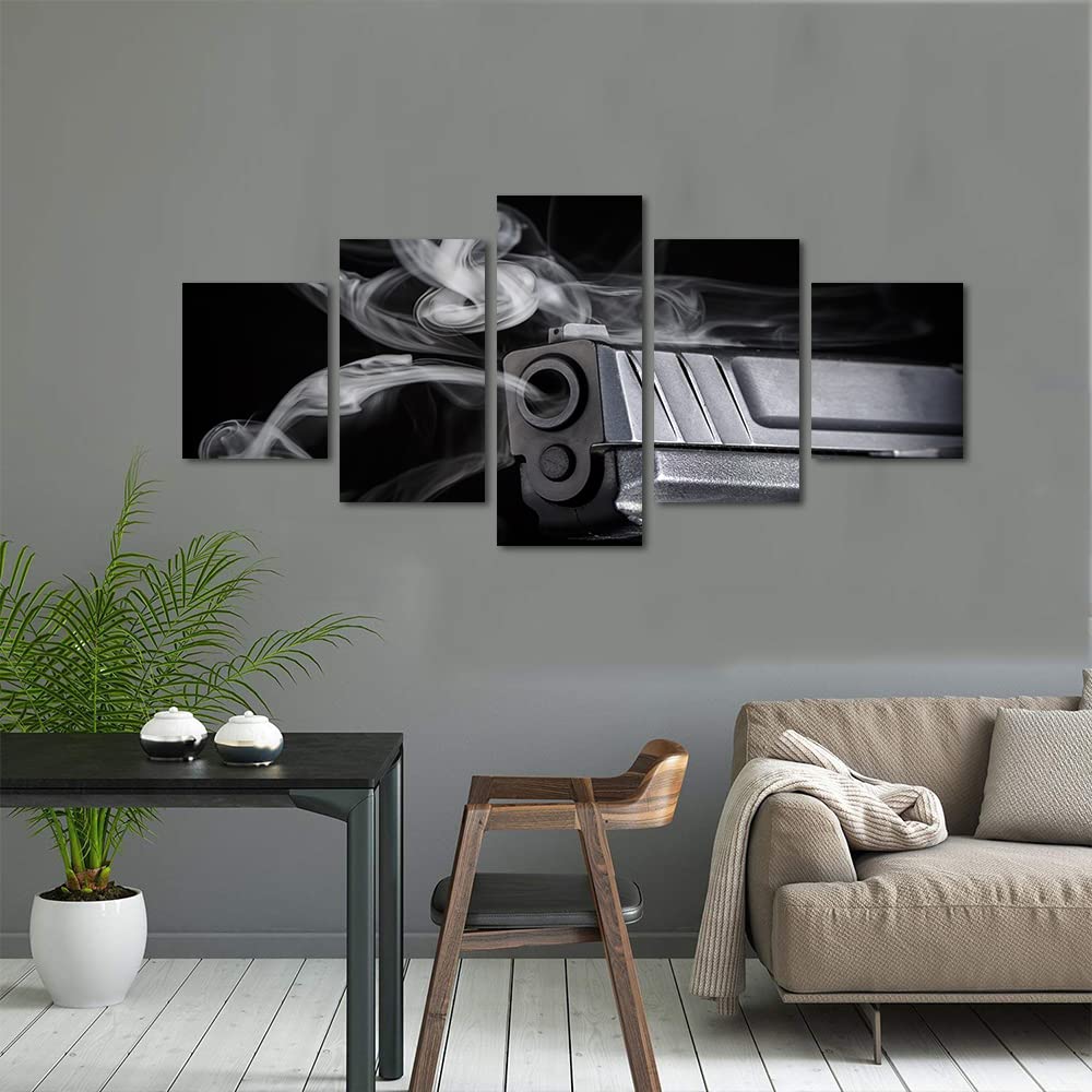 Yatsen Bridge Canvas Wall Art Set - Framed Gun Posters Painting for Living Room & Bedroom Decor - Ready to Hang Gun Artwork Gift for Men, Husband, Boyfriend - 50''W x 24''H - Perfect for Man Cave, Office & Home Theater Decor