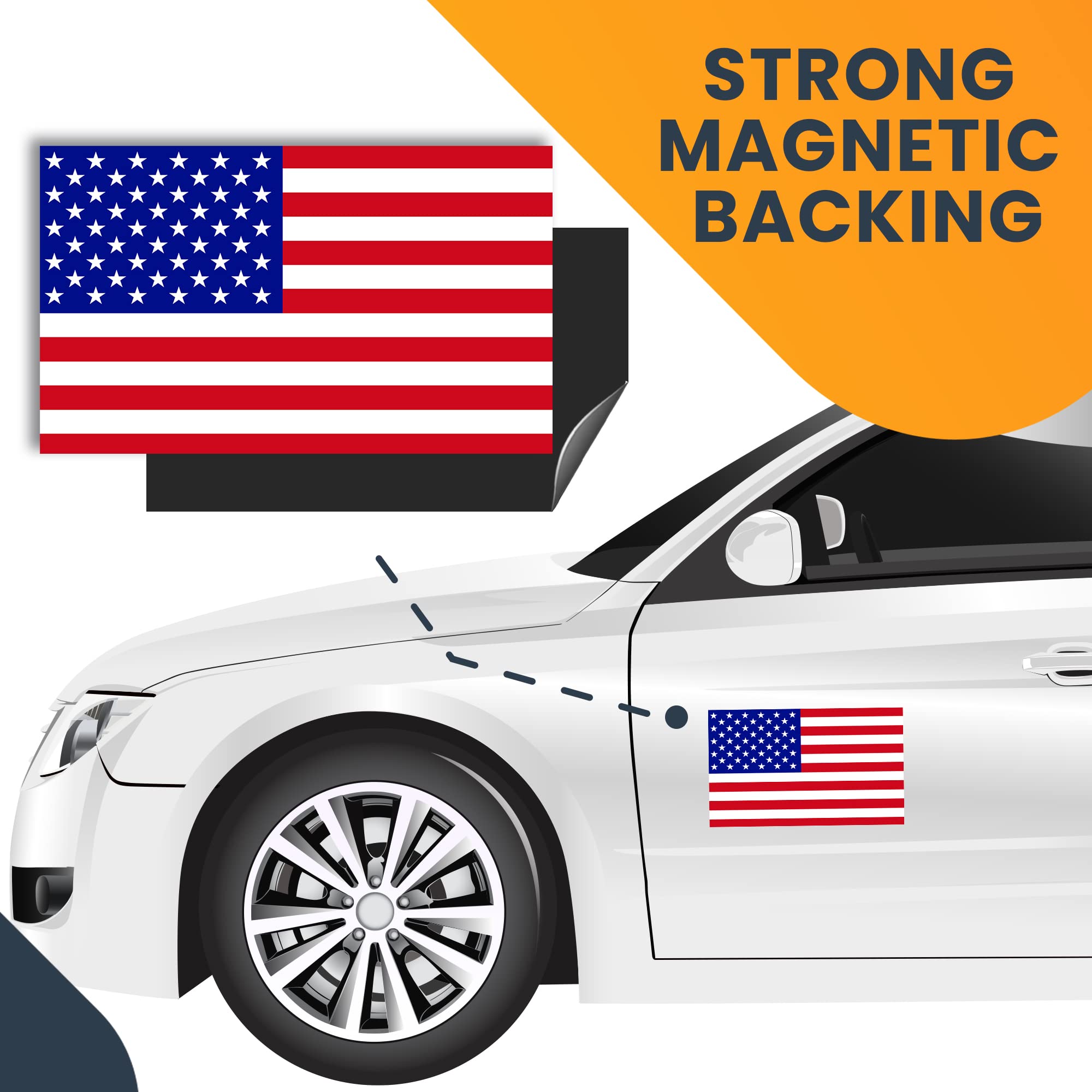 American Flag Car Magnet - 5x8 Inch Heavy Duty Red White Blue Decal for Trucks, SUVs, Lockers & Metal Surfaces | Patriotic Auto Accessories for Road Trips, Tailgating & Home Decor
