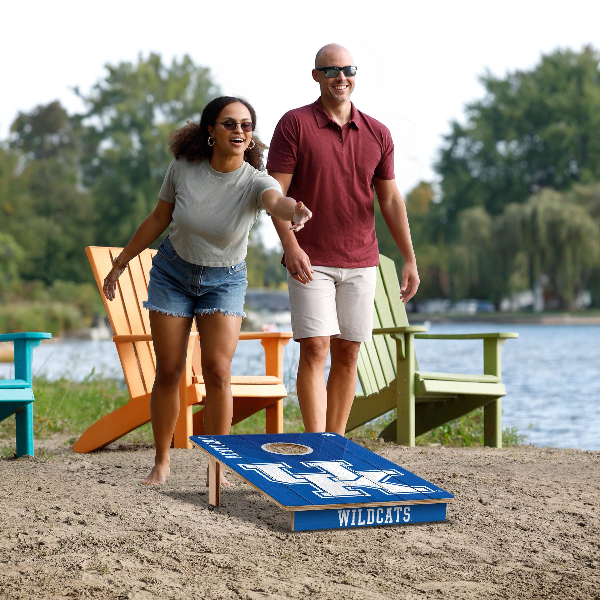 YouTheFan NCAA 2’ x 3’ Wood Cornhole Game Set with Logo Bags - Outdoor Tailgate Party, Backyard BBQ, College Football Game Day Fun