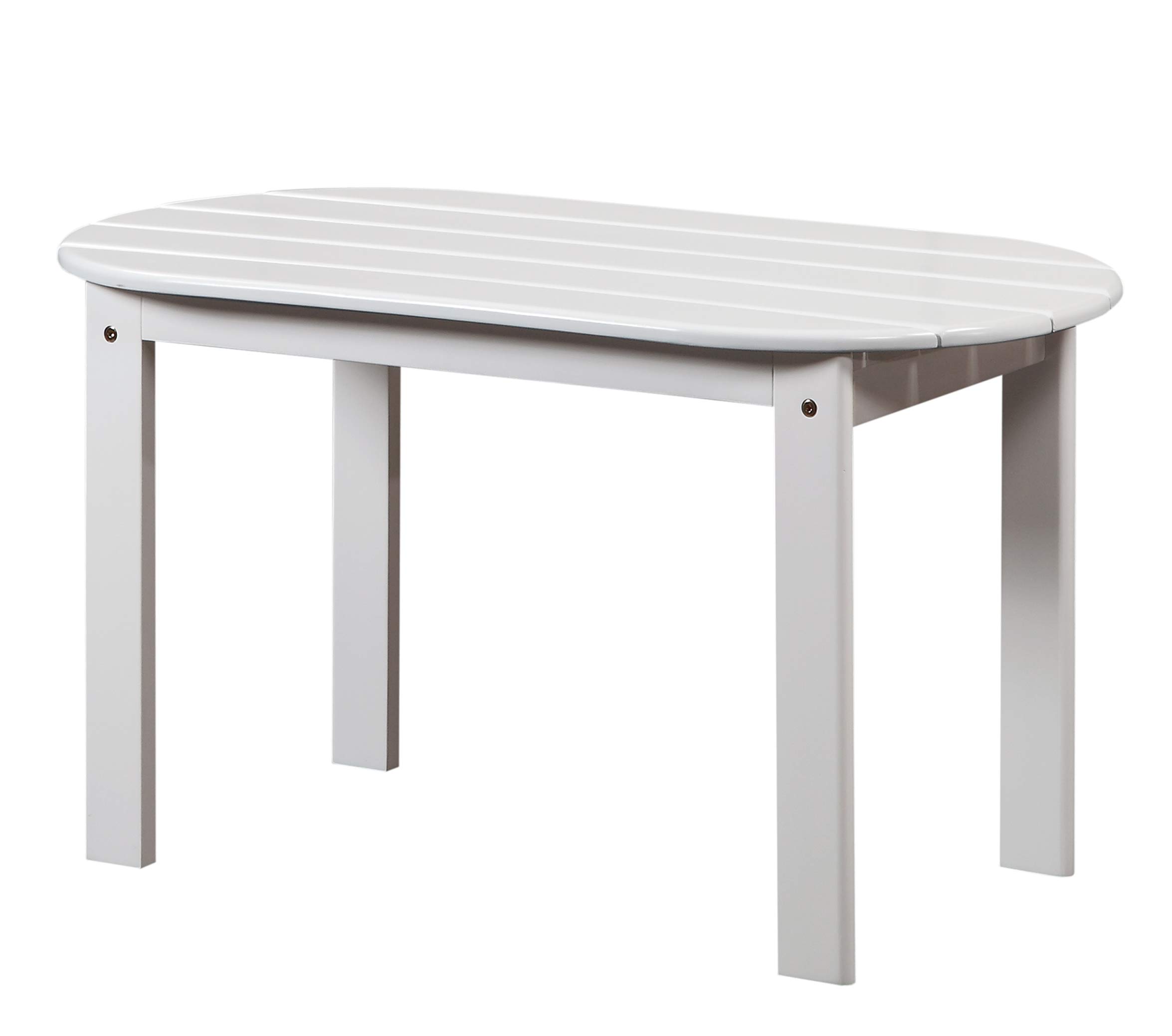 Benjara White Outdoor Wooden Coffee Table with Slatted Oblong Top - Perfect for Patio, Garden, and Poolside Relaxation