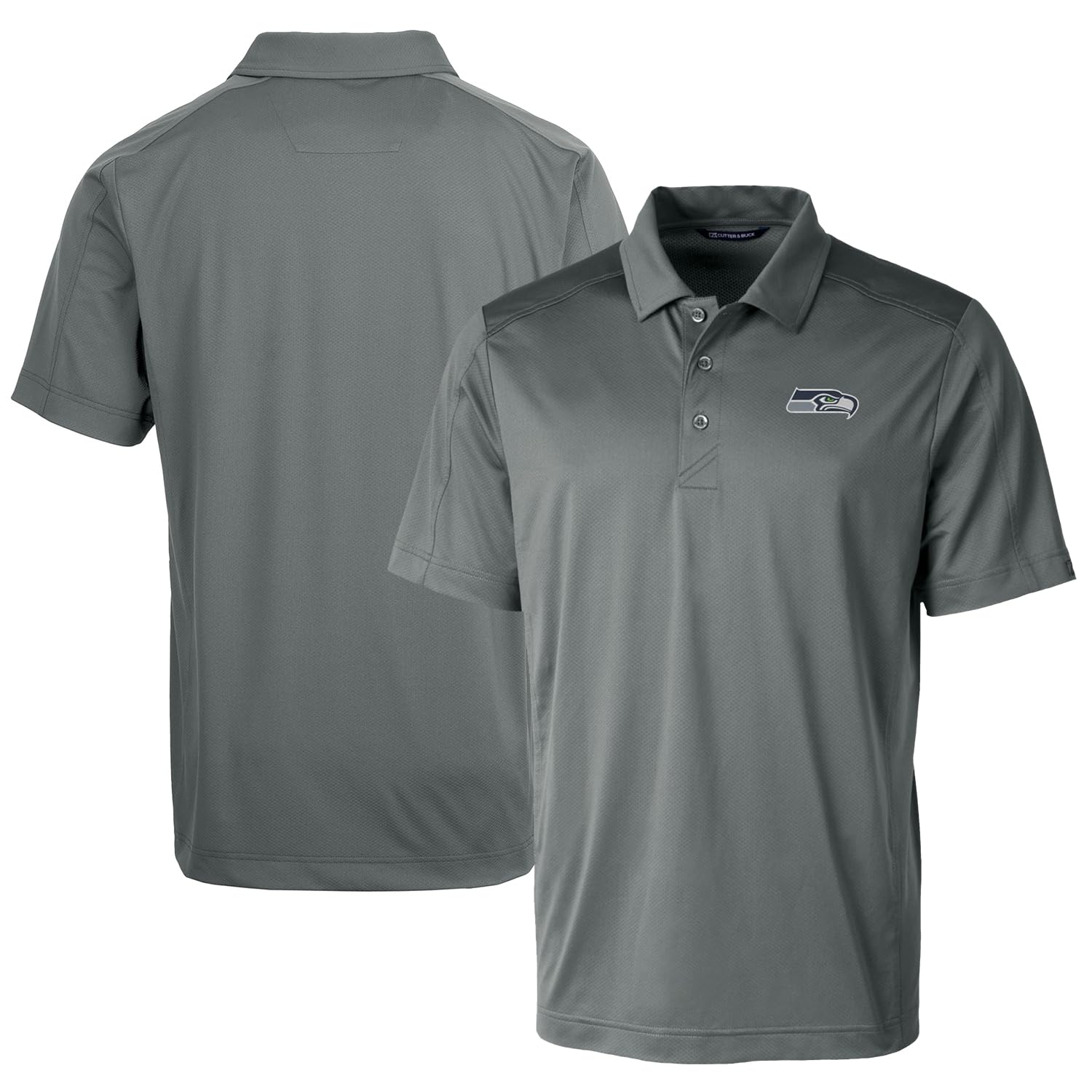 Cutter & Buck Men's Steel Seattle Seahawks Prospect Textured Stretch Polo Shirt - Comfortable & Breathable Golf & Casual Wear for Sports Fans