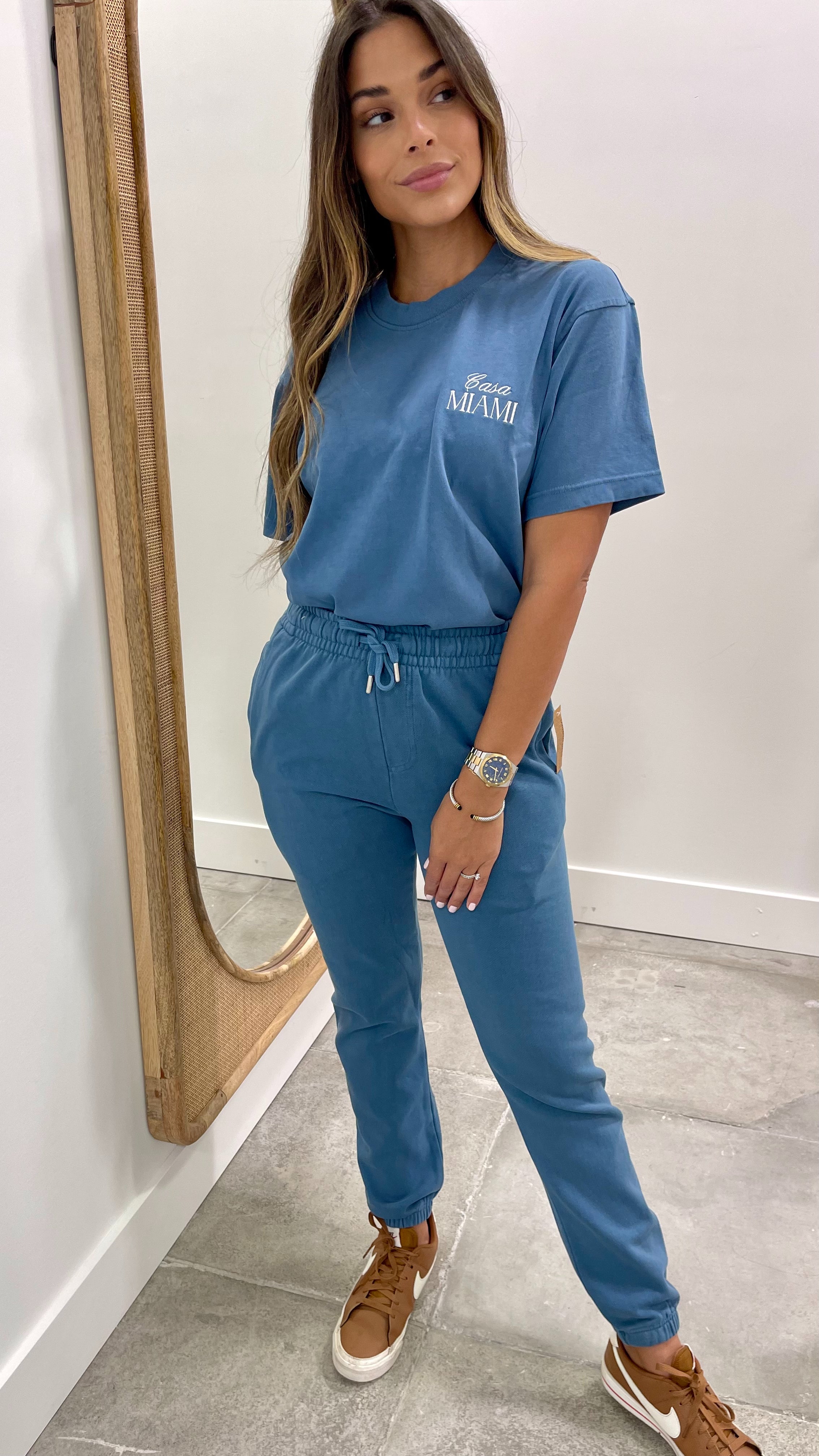 Premium Joggers for Men & Women - Soft & Comfortable CasaMiami Pebble Blue Sweatpants - Perfect for Running, Lounging & Travel