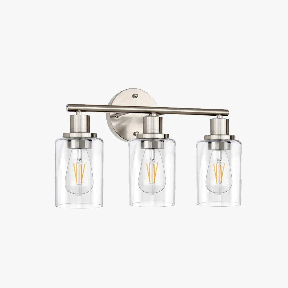 Vintage Nickel Glass Bathroom Wall Sconce Lights - Elegant Antique Style Vanity Lighting for Bathroom, Powder Room & Dressing Area