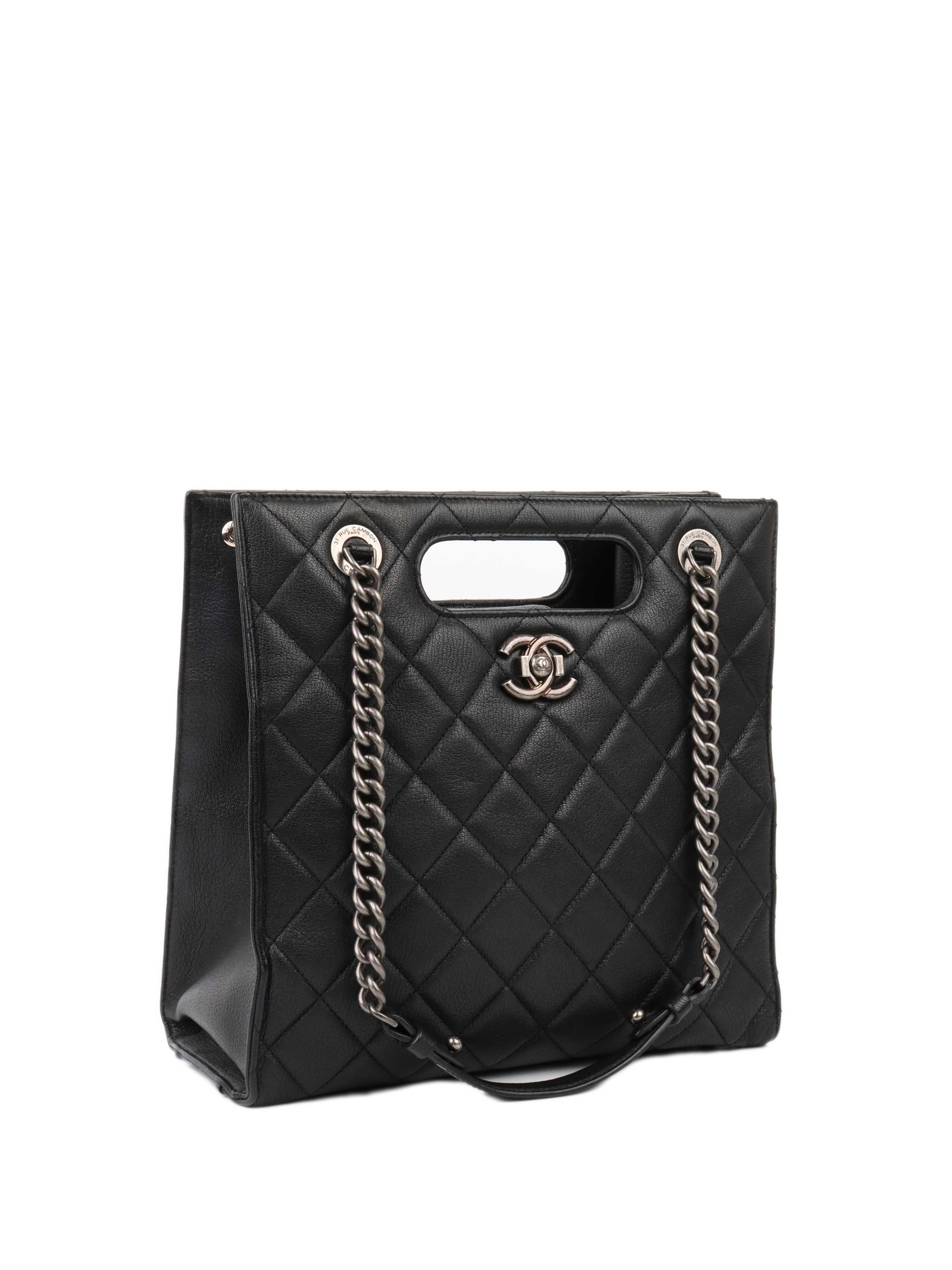 Chanel Black Caviar Quilted Leather Shopping Tote Bag for Women - Luxury Designer Handbag for Work, Travel & Everyday Use