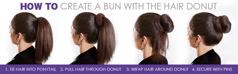 RITZPRIME 1 Piece Round Hair Donut Bun Maker - Medium Size Black Hair Styler for Women | Perfect for Parties, Weddings, Prom & Everyday Hairstyles