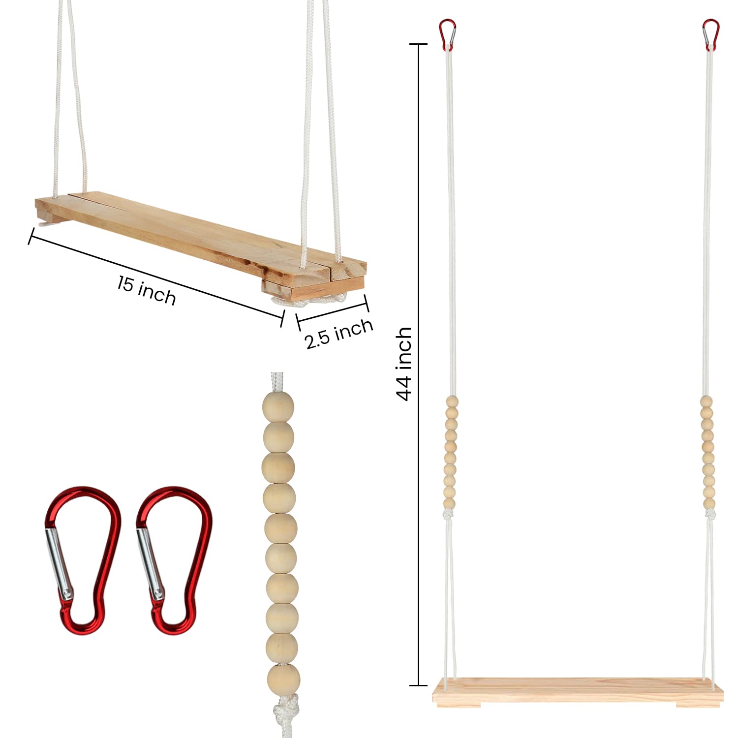 Natural Wooden Chicken Swing Toy for Coop - Handmade in USA, Large & Durable Poultry Accessory for Roosters, Hens & Chicks - Stress Relief & Entertainment for Birds - Perfect for Backyard Coops, Chicken Runs & Farm Animal Enrichment (CW&WC)