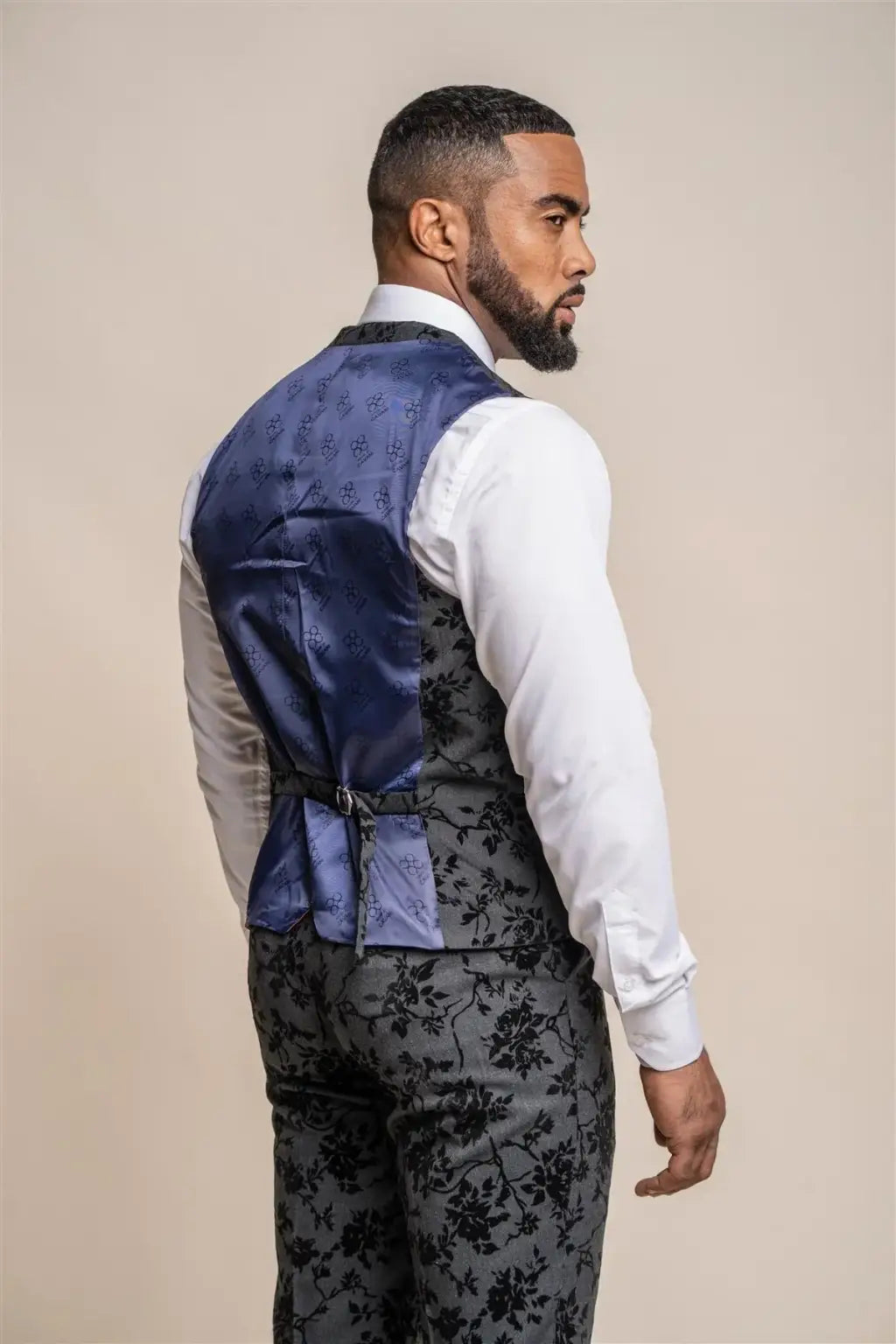 Cavani Georgi Floral 3-Piece Black Red Carpet Suit for Men - Elegant Formal Wear for Weddings, Prom & Special Occasions
