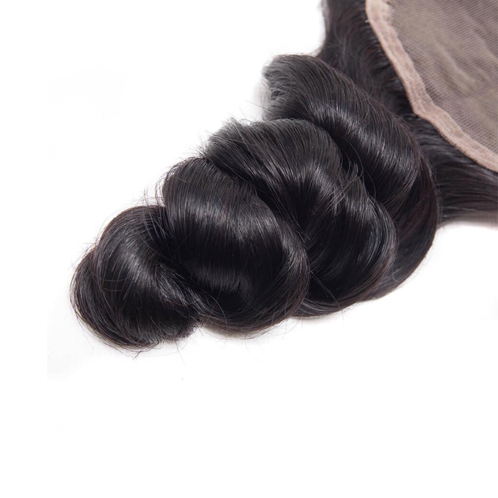 Premium Virgin Human Hair Bundles with Closure - 100% Natural Black Loose Wave Hair Extensions for Stunning Hairstyles | Perfect for Daily Wear, Parties & Special Occasions