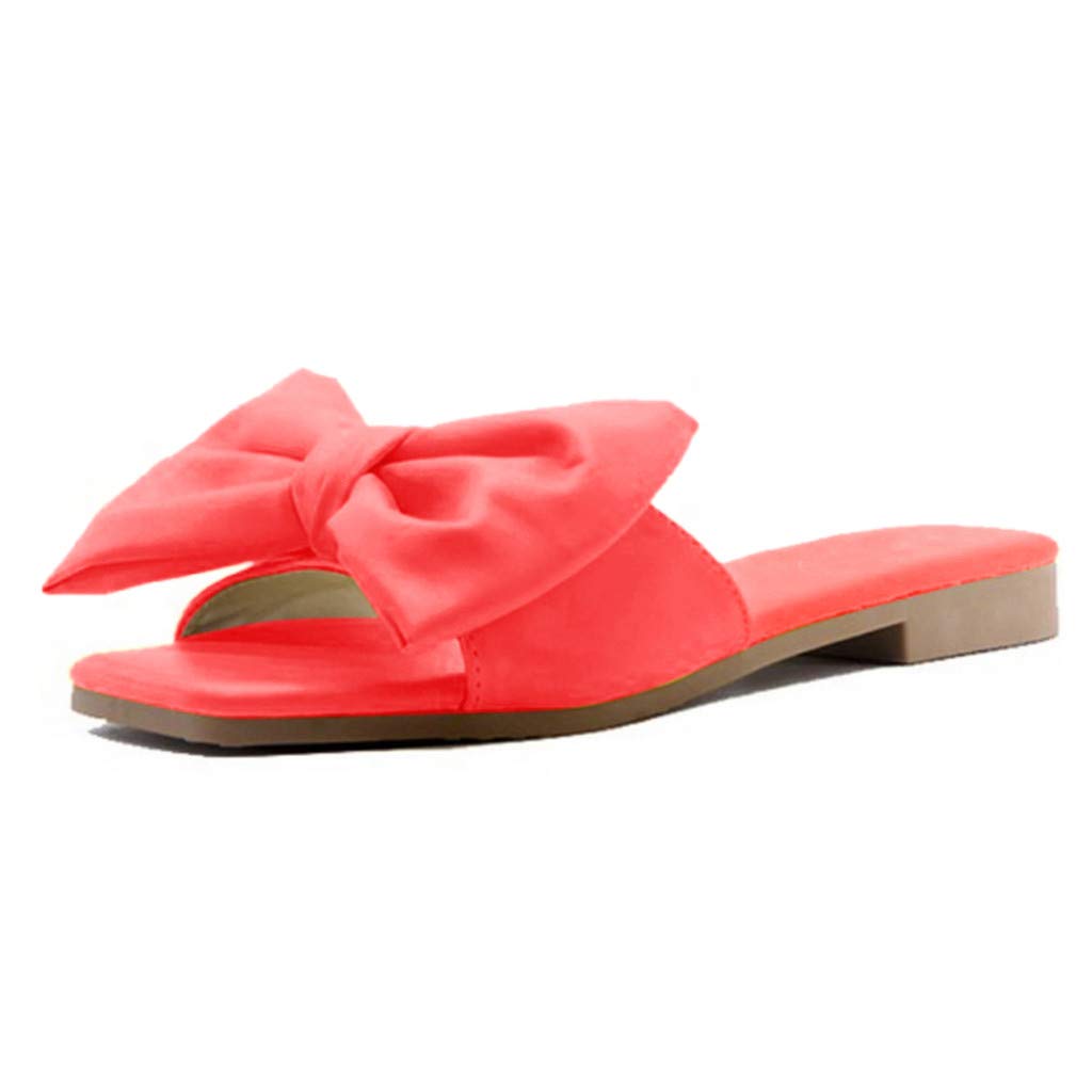 Women's Comfortable Bowknot Slippers - Soft Casual Flat Sandals for Indoor & Outdoor Use - Perfect for Beach, Home, Lounge and Travel