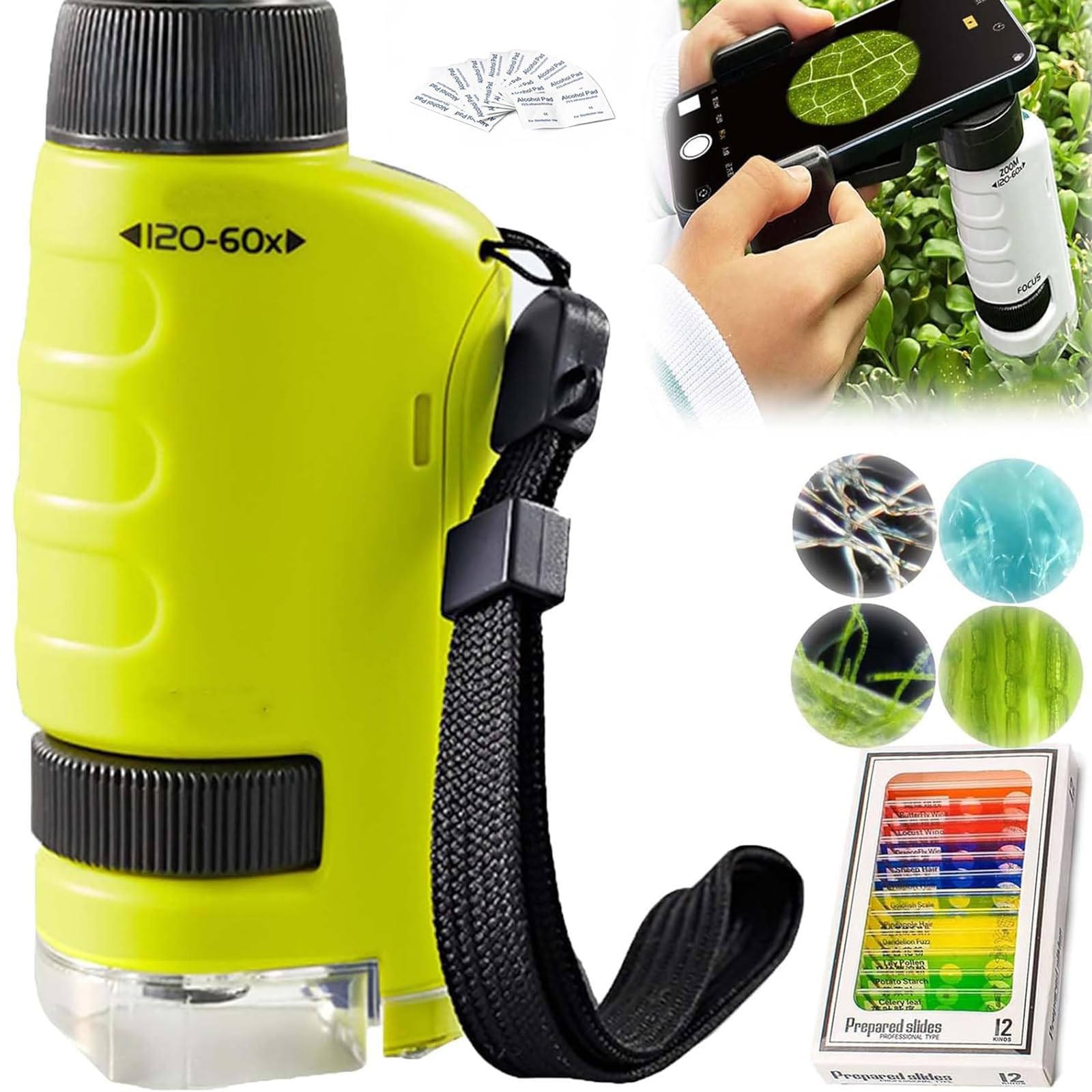 Your Little Scientist Microscope - Original Portable Kids Microscope for Science Exploration, STEM Learning & Outdoor Adventures (Green) - Perfect for Classroom, Home & Nature Discovery