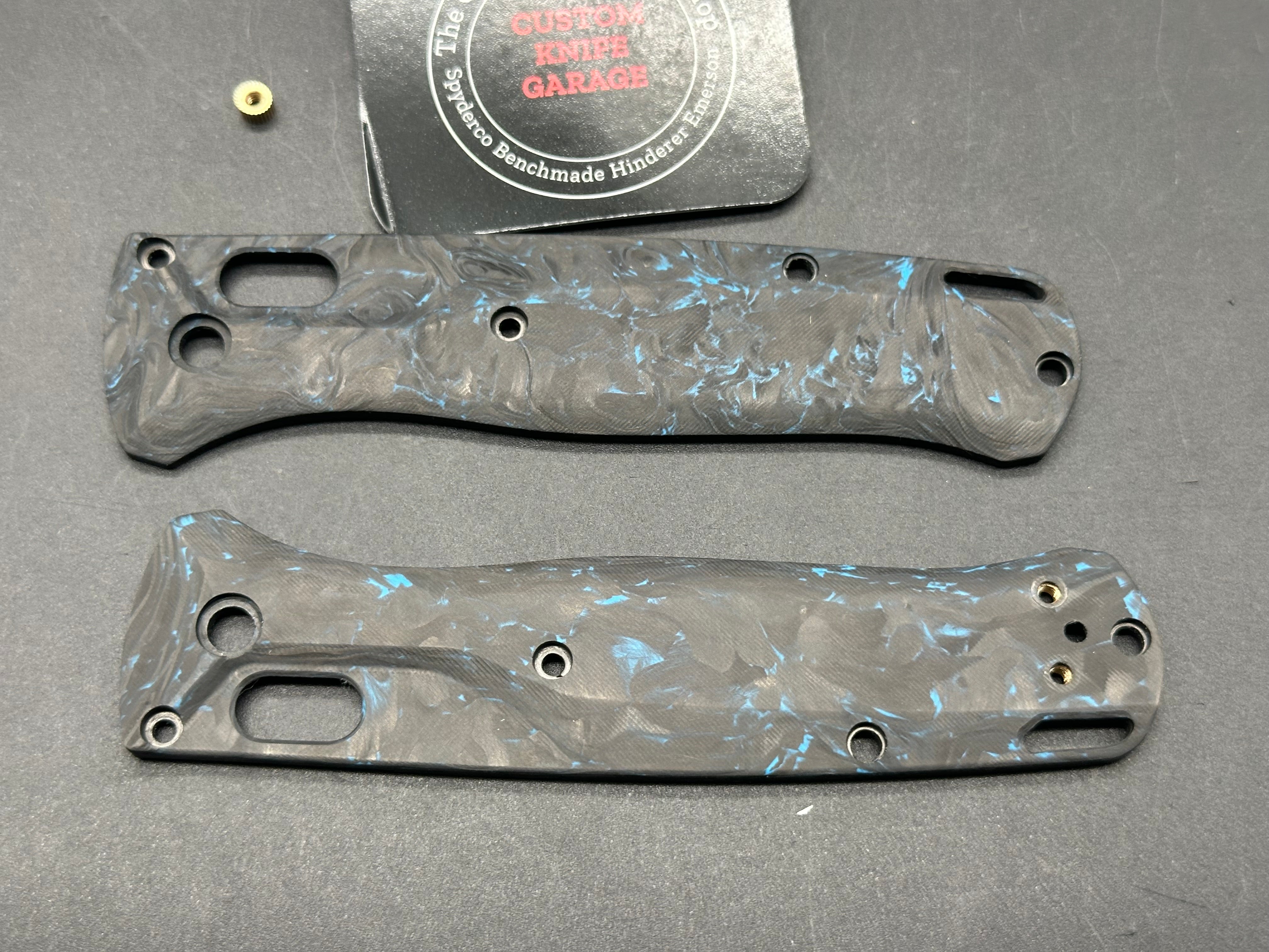 Benchmade Bugout Replacement Scales - Dark Matter Blue Carbon Fiber Knife Handle Upgrade for Outdoor, EDC & Tactical Use