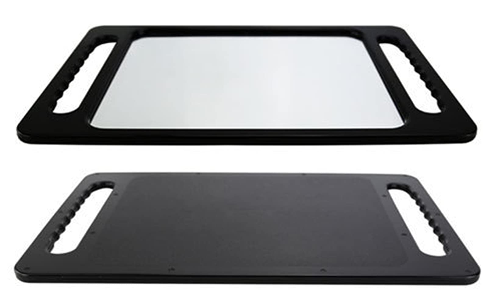 Professional Salon Handheld Makeup Mirror - Black Rectangular Double Handle Unbreakable Large Mirror for Hairstylists & Barbers | Perfect for Home, Salon & Travel Use