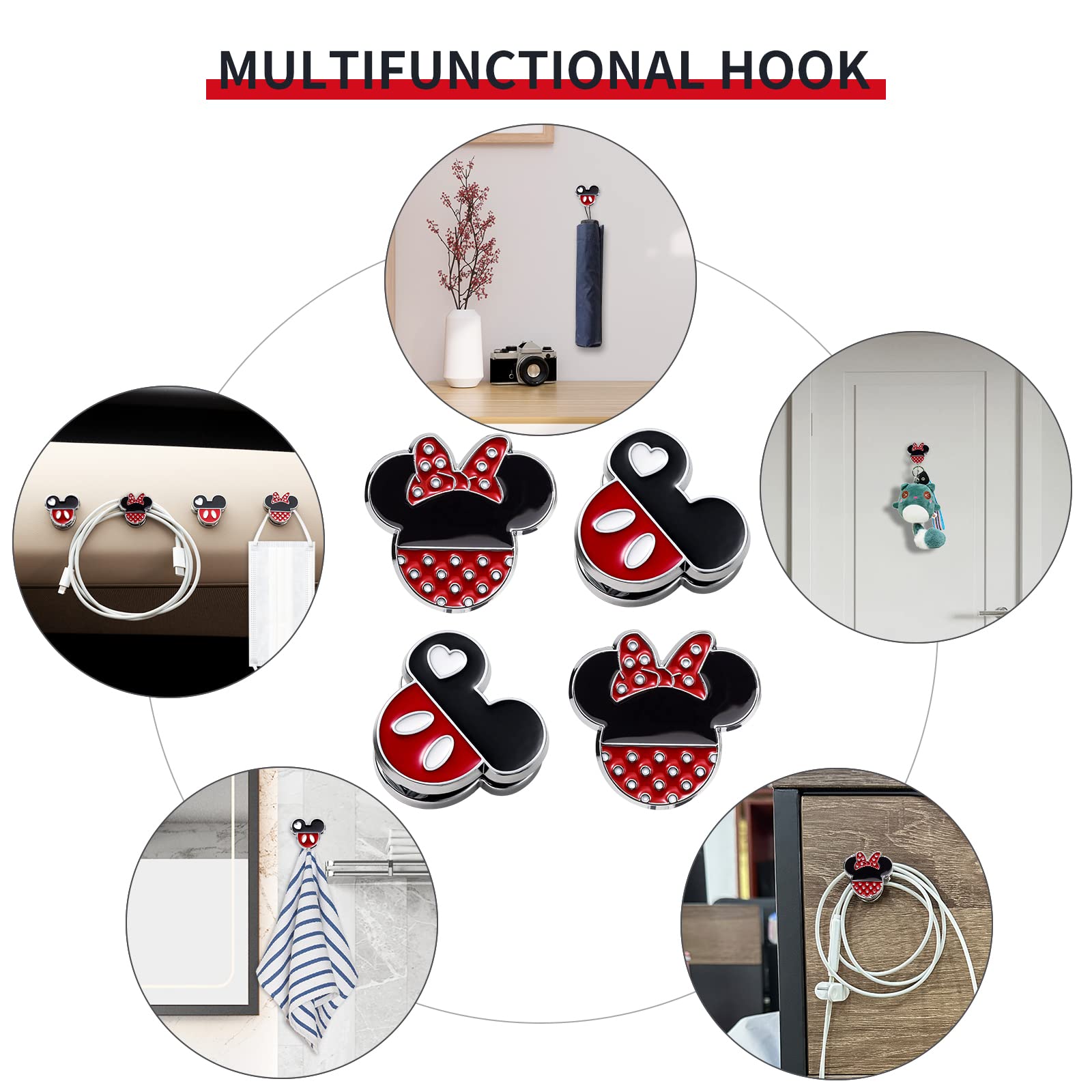 Cute Rhinestone Car Hooks 4PCS - Durable Car Organizer Accessories for Dashboard, Perfect for Grocery Bags, Umbrellas, Handbags & Purses - Ideal for Road Trips & Daily Commute