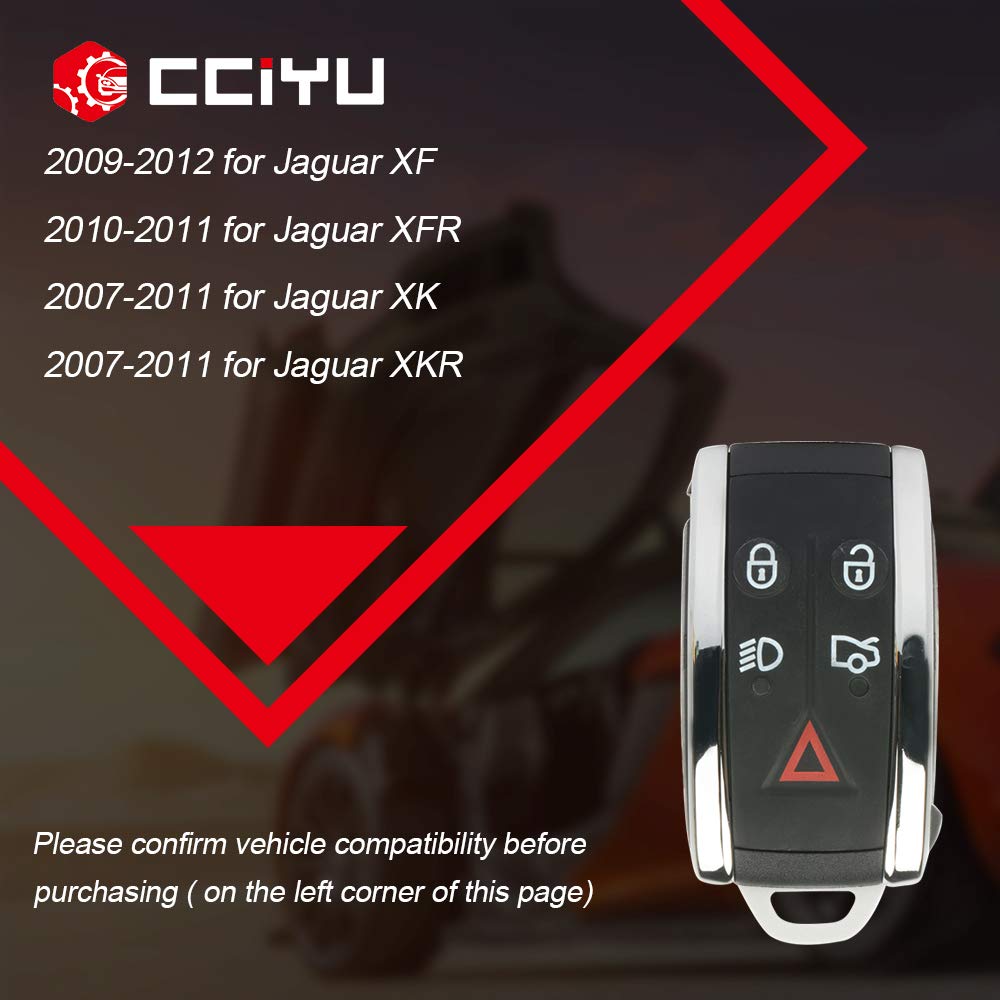 CCIYU 2-Pack Flip Key Fob with Key Blade - 5 Buttons Replacement for Jaguar XF XFR XK XKR (2007-2012) - FCC ID ADP12514701S - Perfect for Key Replacement & Remote Start Functionality