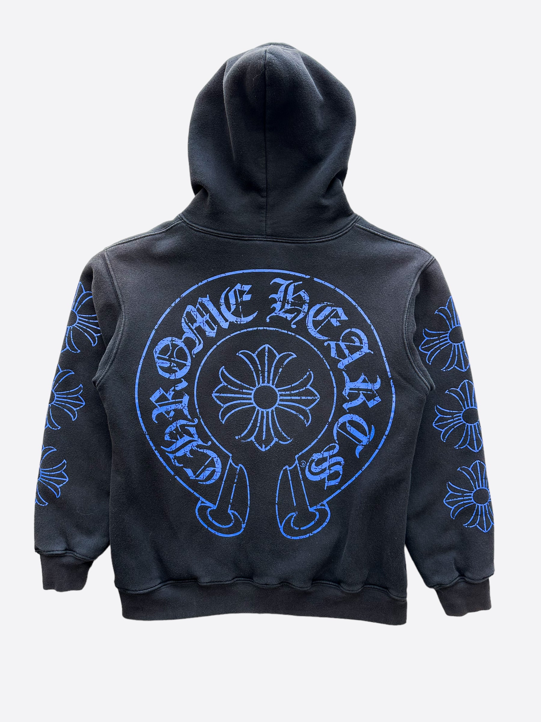 Chrome Hearts Black & Blue Horseshoe Logo Hoodie for Men & Women - Stylish Streetwear Pullover for Casual Outfits & Urban Fashion