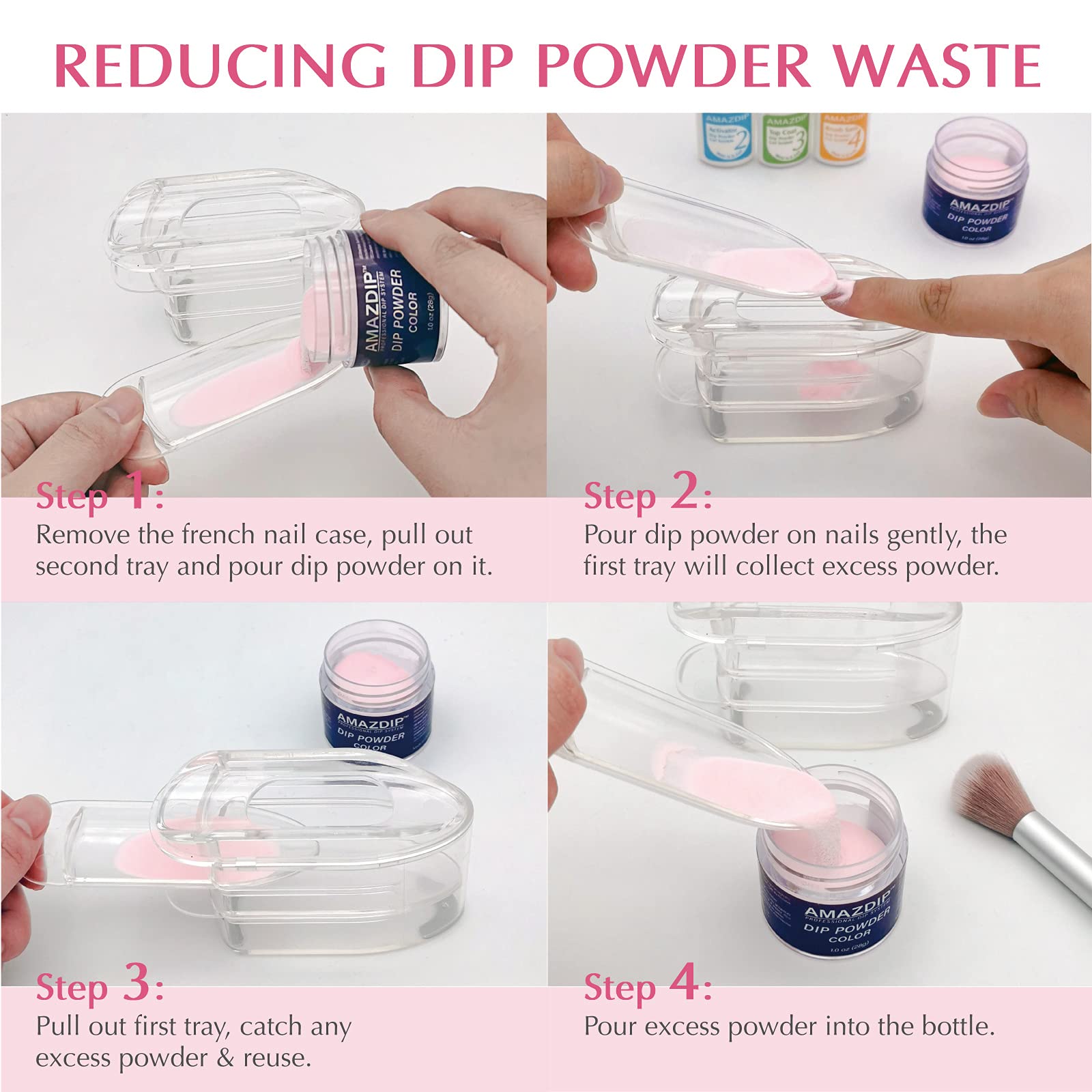 Professional Nail Dip Powder Recycling System & French Dip Nail Tray - Transparent Dip Nail Accessories Kit for Salon & Home Manicures | Perfect for DIY Nail Art & Professional Nail Technicians