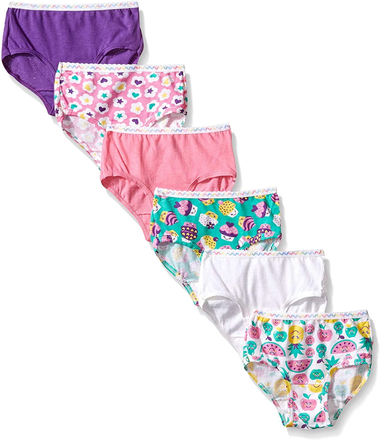 Fruit of the Loom Little Girls' Cotton Underwear Briefs (6-Pack) - Soft & Comfortable for Everyday Wear, School & Playtime