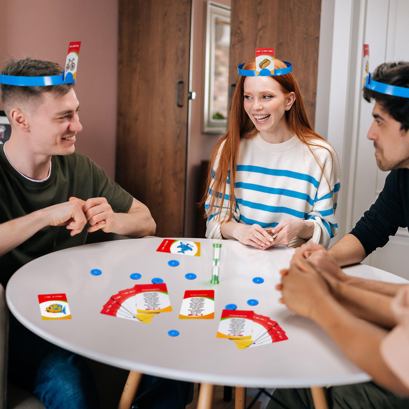 Sumind Headband Guessing Game Set - Fun Heads Up Party Game with Picture Cards, Scoring Coins & Sand Timer for Kids & Adults - Perfect for Family Game Night, Birthday Parties & Team Building Activities