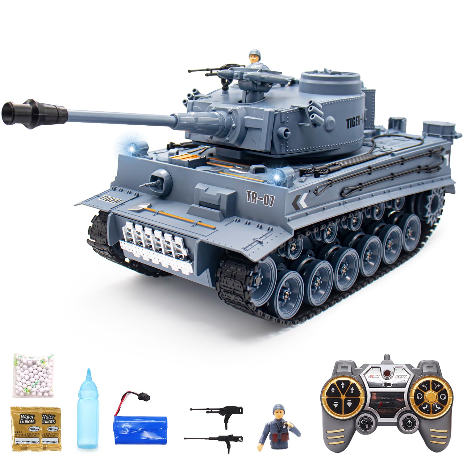 1/18 Scale German Tiger RC Tank - Remote Control Military Toy with BB Shooting, 23 Channels, Lights, Sound & Smoke | Realistic Battle Simulation for Kids & Adults | Perfect for War Games, Collecting & Outdoor Play