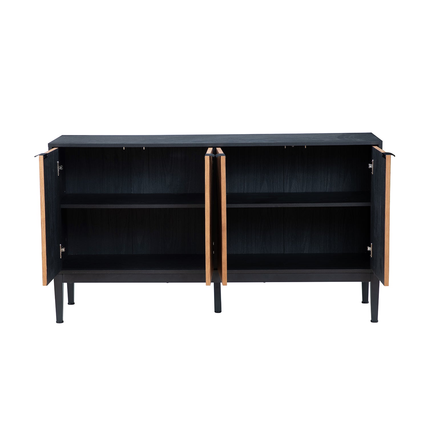 Mila 55 Inch Wide 4 Door Sideboard with Storage - Modern Buffet Cabinet for Dining Room, Living Room & Entryway Organization