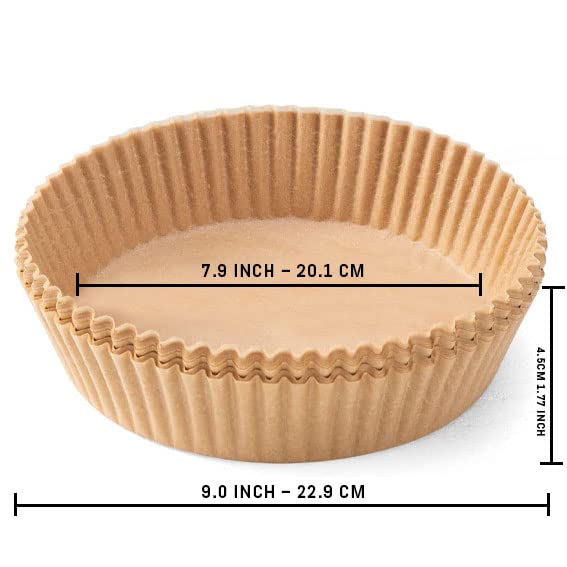 120 Pcs 8 Inch Air Fryer Disposable Parchment Paper Liners - Non-Stick Baking Sheets with Free Cooking Time Guide - Perfect for Air Frying, Roasting & Meal Prep