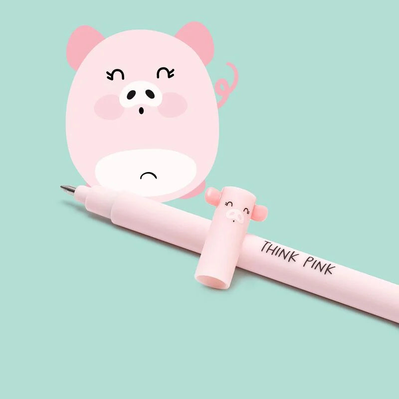 Legami Erasable Pen with Piggy Pink Ink - Smooth Writing for Notes, Journals & School Work | Perfect for Students, Office & Creative Projects