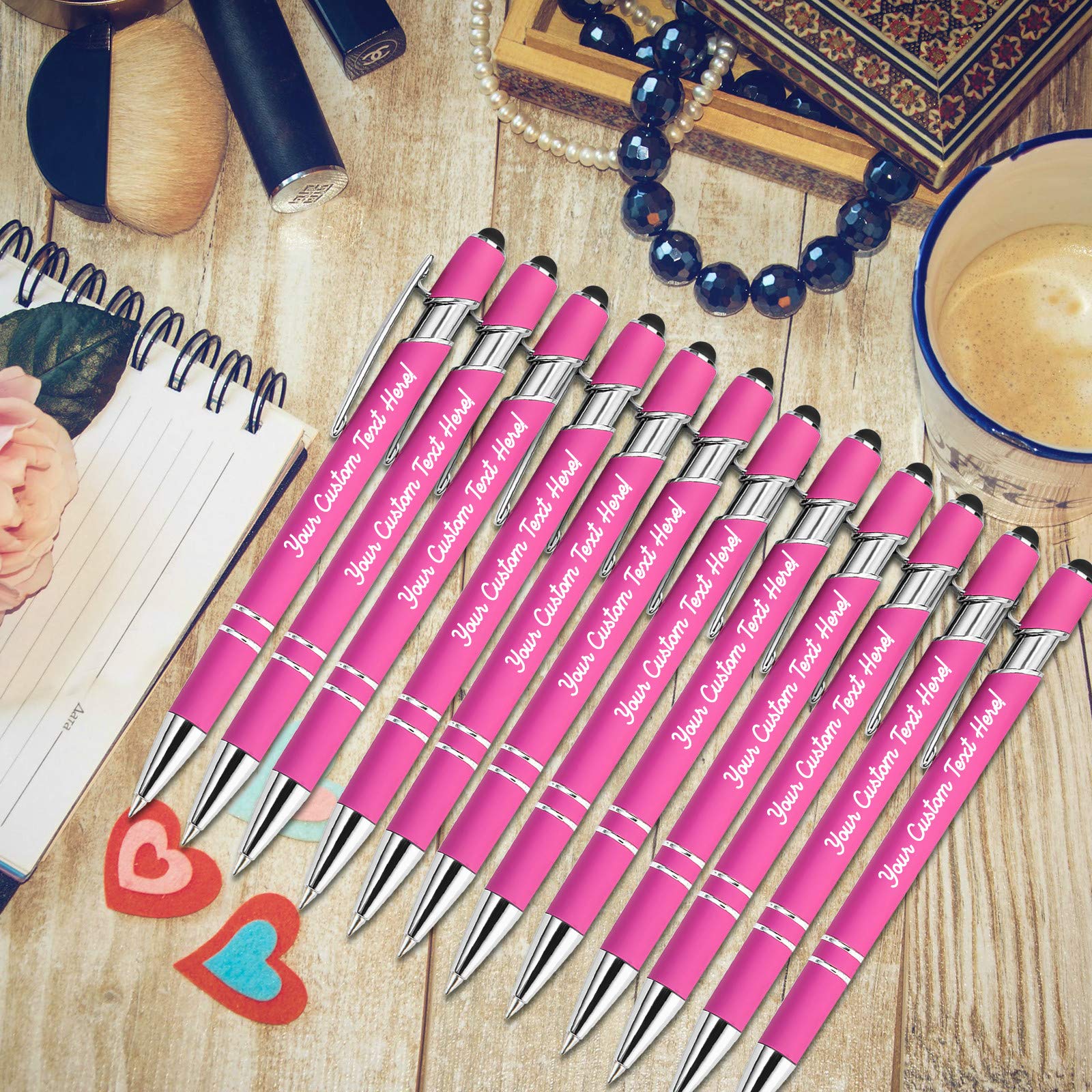 500 Pcs Custom Engraved Metal Pens with Stylus - Personalized Name, Logo & Message - Click Action Ballpoint Pens for Men & Women - Ideal for Business Gifts, Office Supplies & Promotional Events