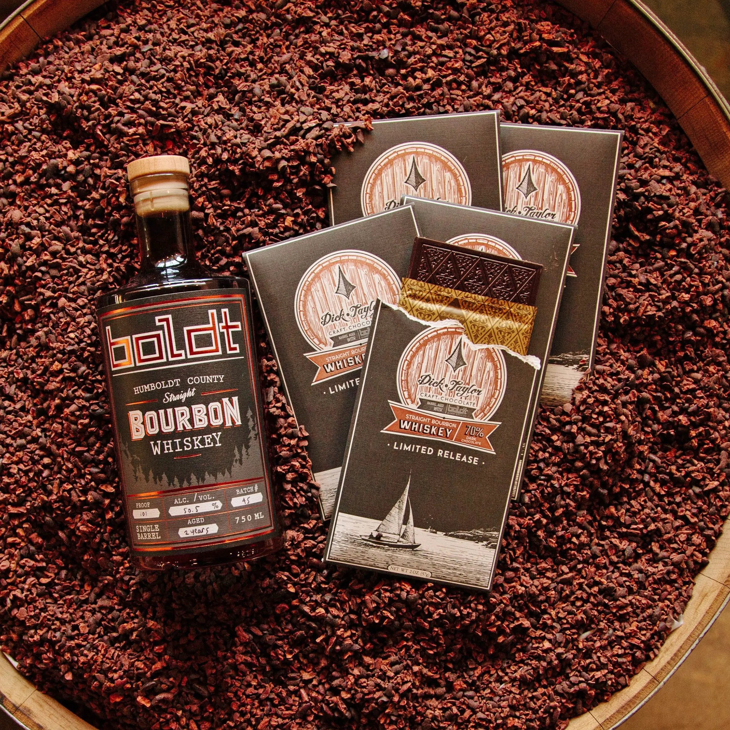 Dick Taylor Straight Bourbon Whiskey Chocolate Bar - Limited Edition Craft Chocolate with Bourbon Infusion - Perfect for Gifts, Whiskey Lovers & Dessert Pairings