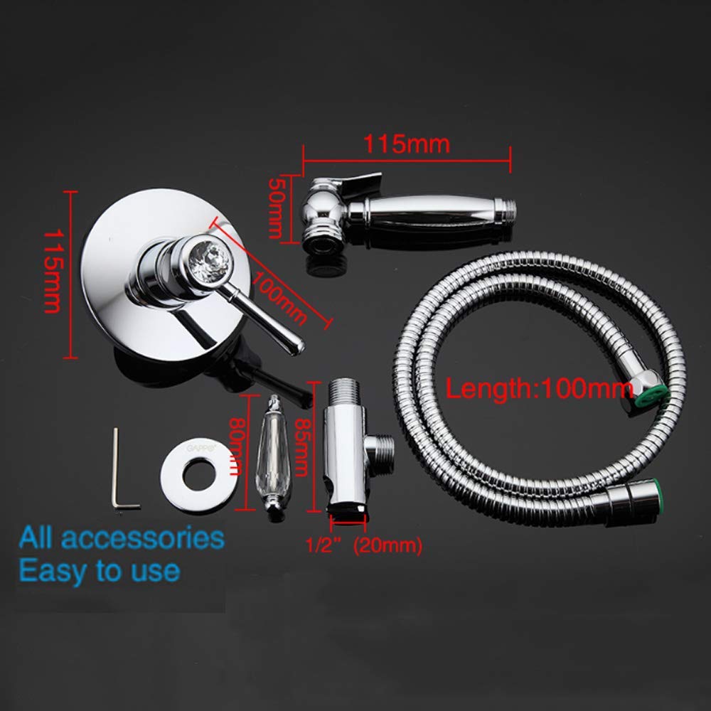 XBSXP Hot & Cold Water Bidet Sprayer - Chrome Portable Cloth Diaper Washer & Shower Sprayer Set - Wall Mounted Brass Bathroom Bidet Tap for Personal Hygiene - Perfect for Toilet Hygiene, Baby Care & Postpartum Cleaning