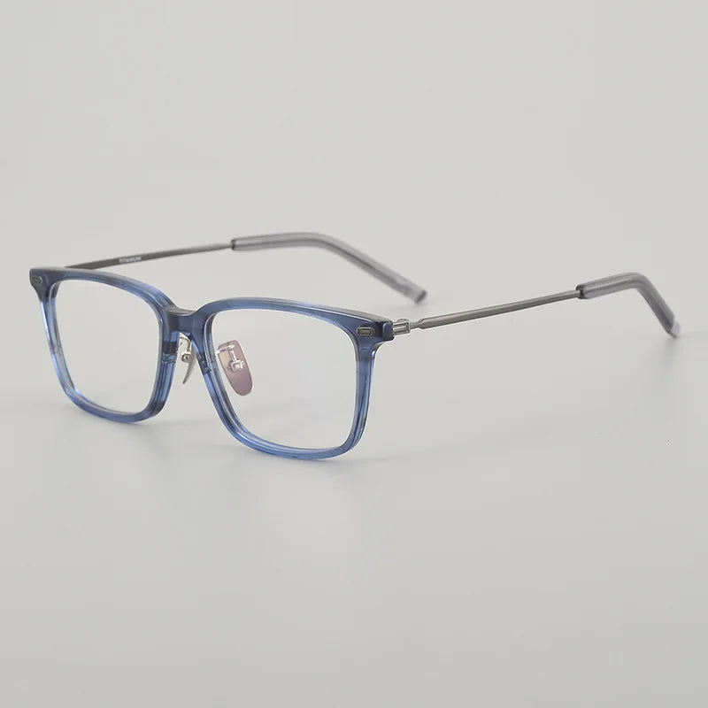 Stylish Unisex Black Acetate & Titanium Square Full Rim Eyeglasses (85mm) - Perfect for Work, Reading & Fashion Accessories