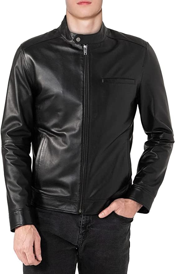 Genuine Sheepskin Leather Motorcycle Jacket for Men - Black Biker Jacket with Premium Stitching | Perfect for Riding, Casual Wear & Outdoor Adventures