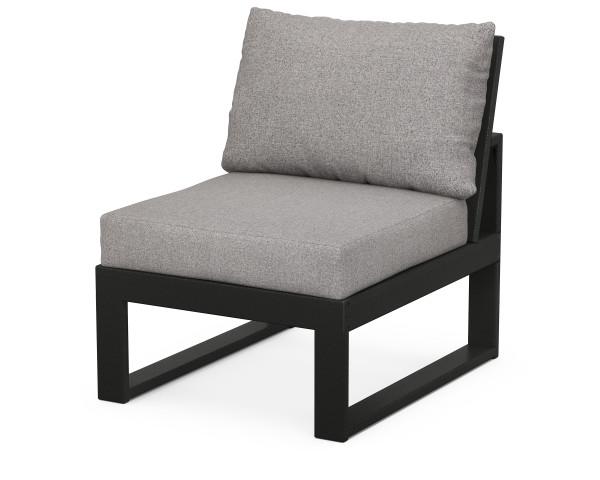 Polywood Black Modular Armless Chair - Durable Outdoor Furniture for Patio, Deck, and Garden - Weather-Resistant & Low Maintenance
