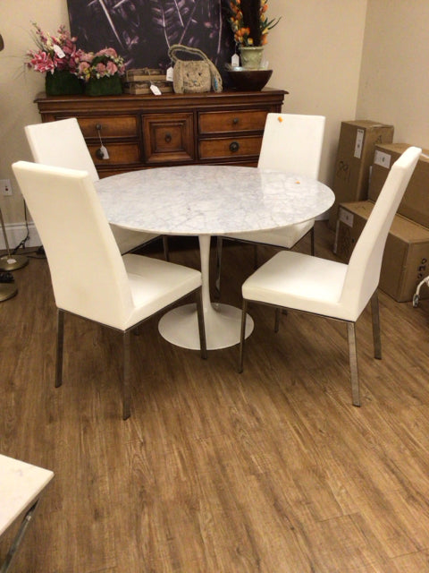Set of 4 Calligaris Genuine Leather High Back Dining Chairs - Modern Luxury Dining Room Furniture for Home & Restaurant Use