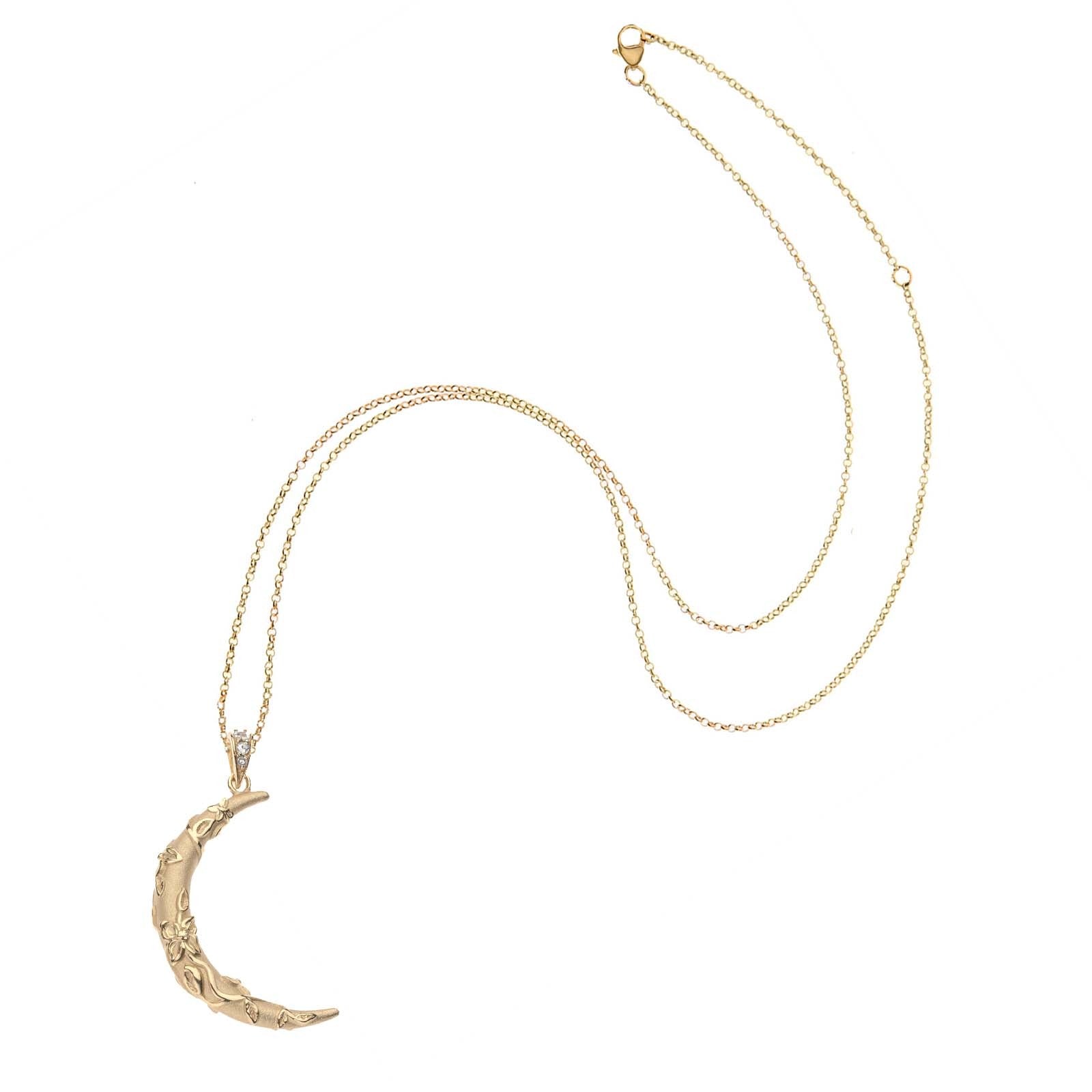 Jane Win FOREVER Vineyard Crescent Moon Pendant Necklace for Women - Elegant Silver Moon Charm Jewelry Gift for Her - Perfect for Date Night, Wedding & Special Occasions