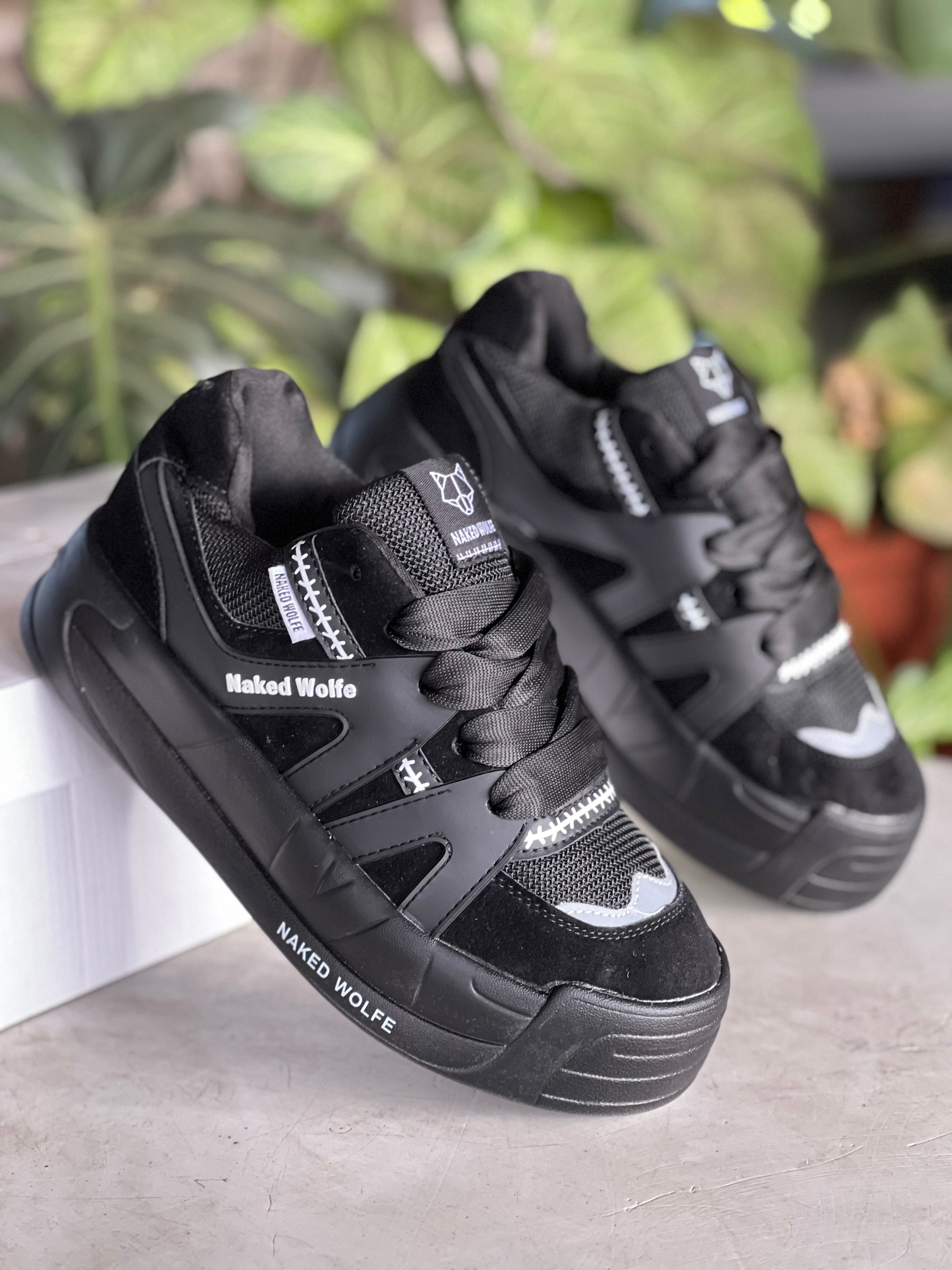 Naked Wolfe All Black Sneakers for Women - Stylish & Comfortable Walking Shoes for Casual Outfits & Everyday Wear