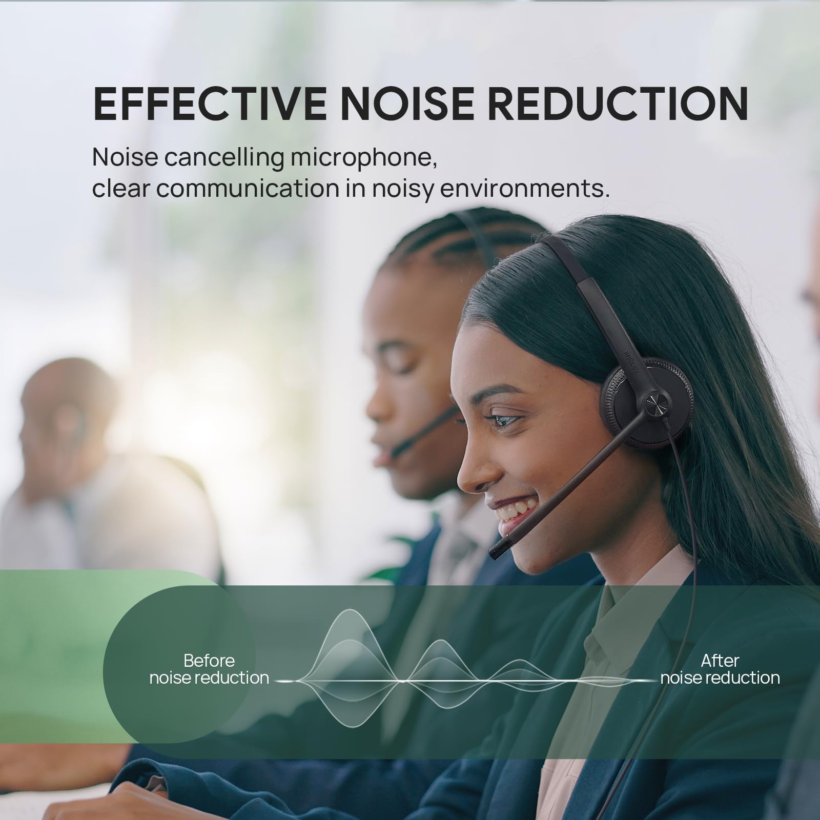 Yealink UH34 USB Headset with Noise Cancelling Microphone - Stereo Wired Headphones for PC, Computer, VoIP Phone (Microsoft Teams Certified) - Perfect for Call Center, Office Work, Remote Meetings & Online Classes