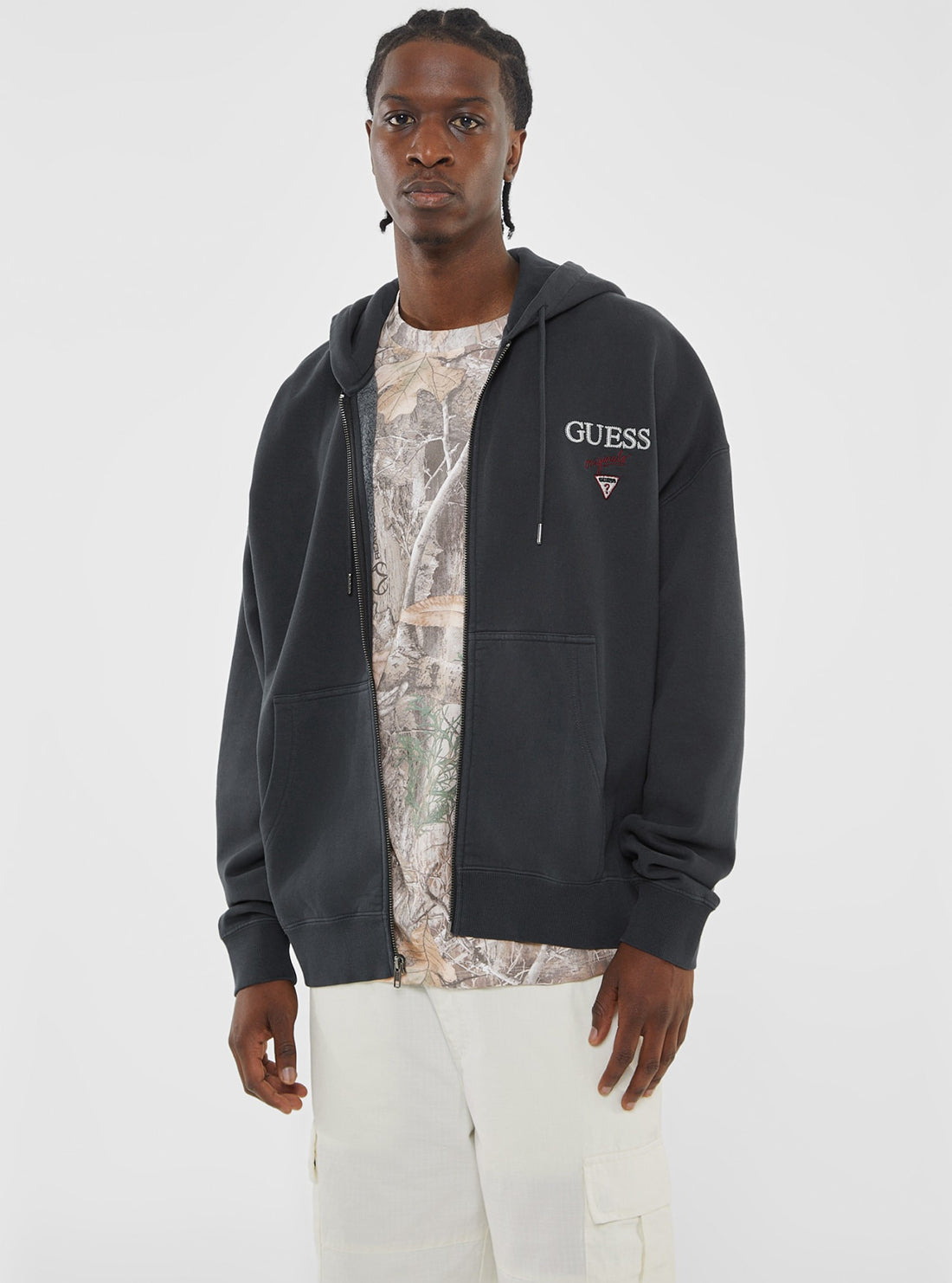 Guess Originals Black Stacked Logo Hoodie for Men & Women - Cozy Pullover Sweatshirt for Casual Wear, Street Style & Loungewear