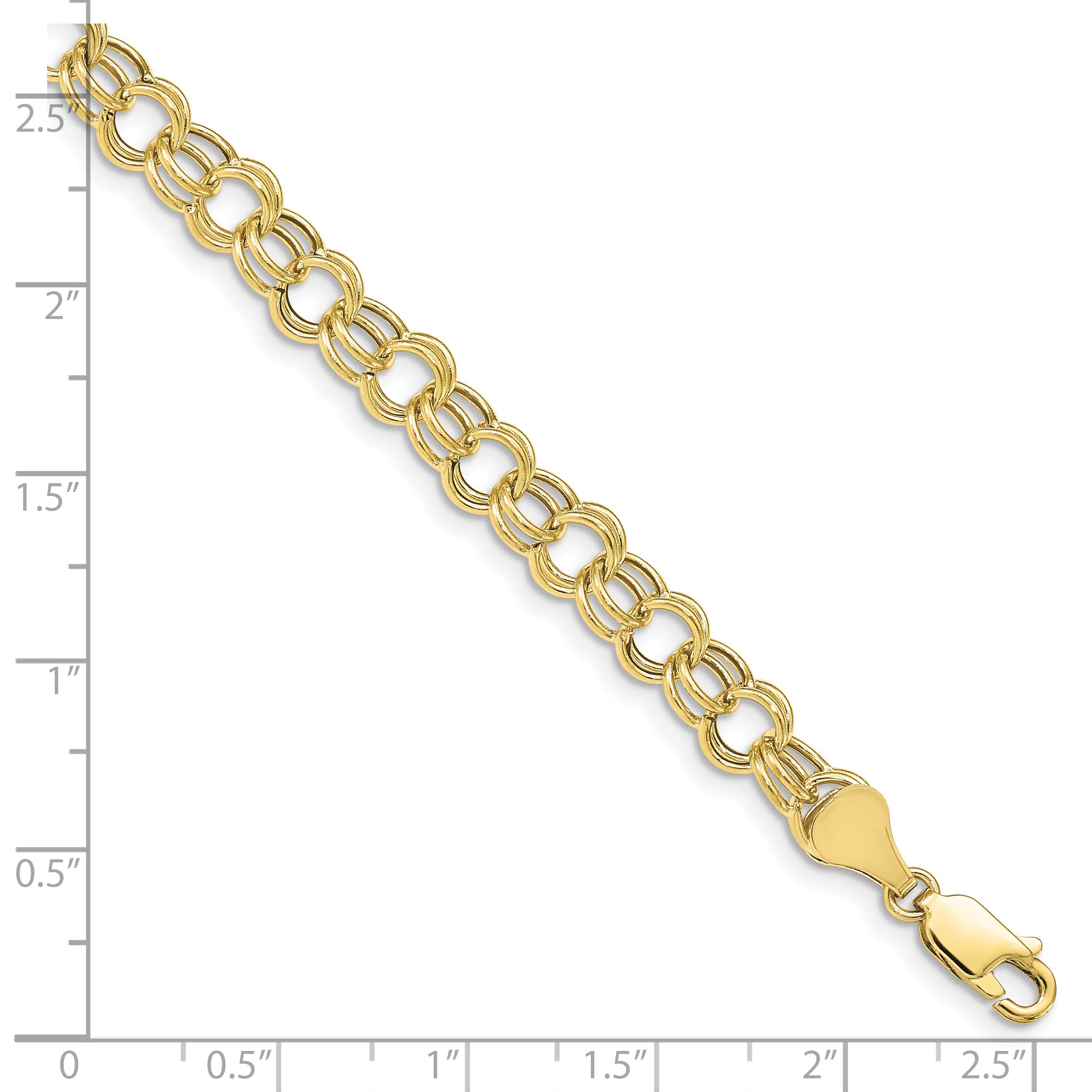 Avariah 10k Yellow Gold Hollow Double Link Charm Bracelet Chain Anklet - 7
