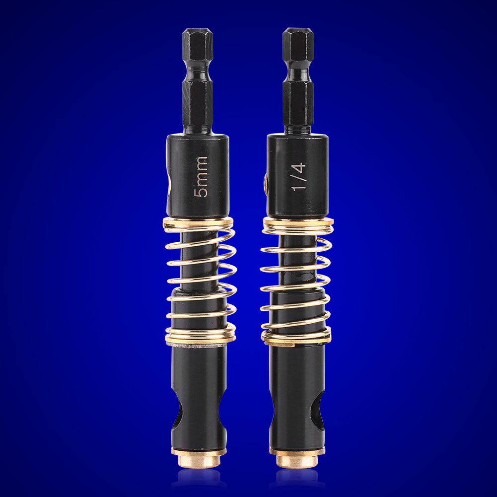 Self Centering Drill Bit Set - 1/4 Inch Hex Shank, Spring Loaded Hinge Tapper Core Drill Bits (5mm & 1/4