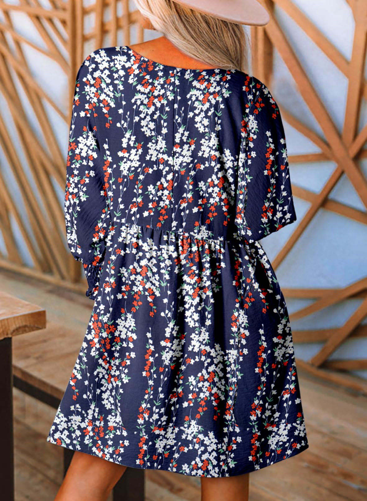 Dokotoo Women's Floral Babydoll Mini Dress - Long Sleeve Boho Swing Dress for Spring Summer 2025 | Casual Outfit, Date Night, Beach Cover Up, Vacation Wear