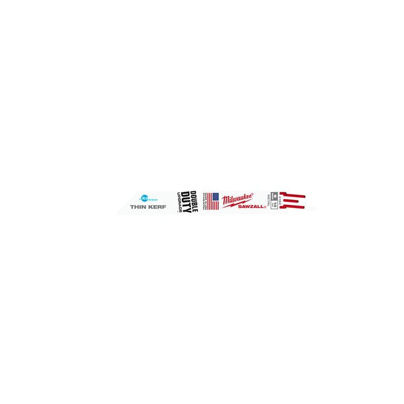 48 00 4182 6 in. 14 TPI Thin Kerf Ice Hardened SAWZALL Blades (5 Pack) - Premium Reciprocating Saw Blades for Wood, Metal & Plastic Cutting - Ideal for Construction, Demolition & DIY Projects
