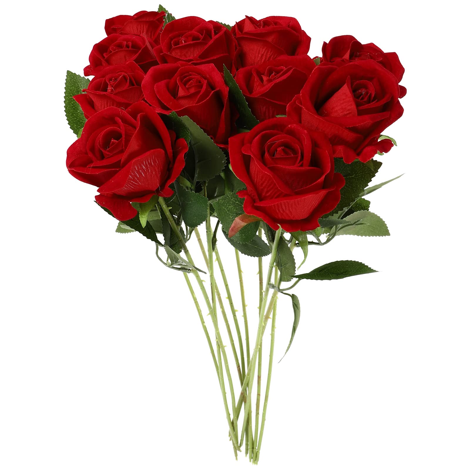 LUOZZY 11Pcs Artificial Red Rose Flowers with Stems - Fake Silk Rose Bouquet for Wedding Centerpieces, Bridal Shower, Home & Office Decor - Perfect for Table Arrangements, Party Decorations and Gift Giving