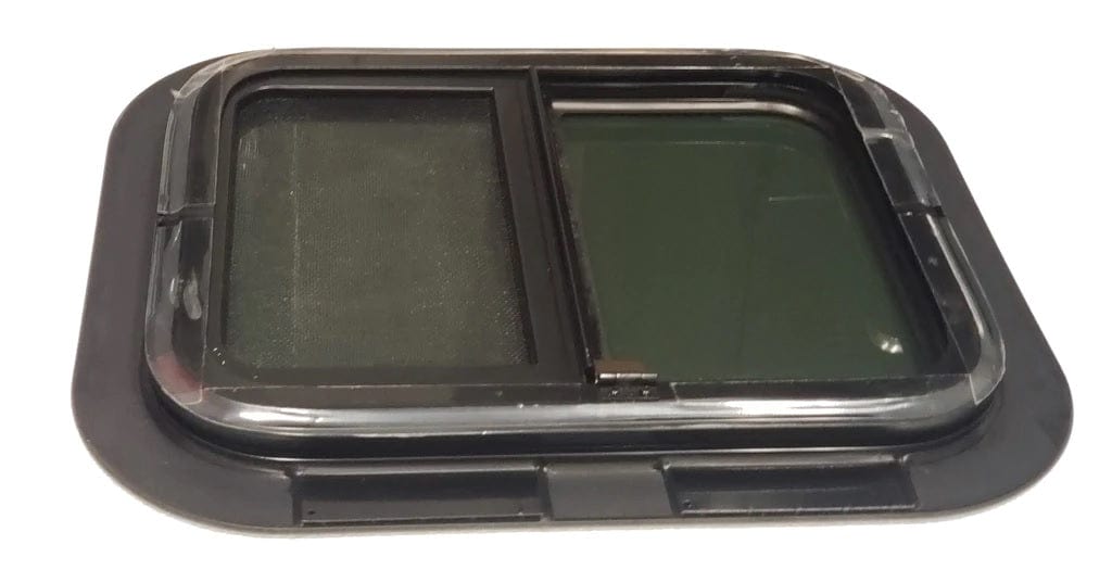 AM Auto Universal Fit Driver Side Half Slider Screened Window 18H x 15W - Ventilation & Bug Protection for Trucks, Vans, RVs (UBW L1815 HSS 6300 P)