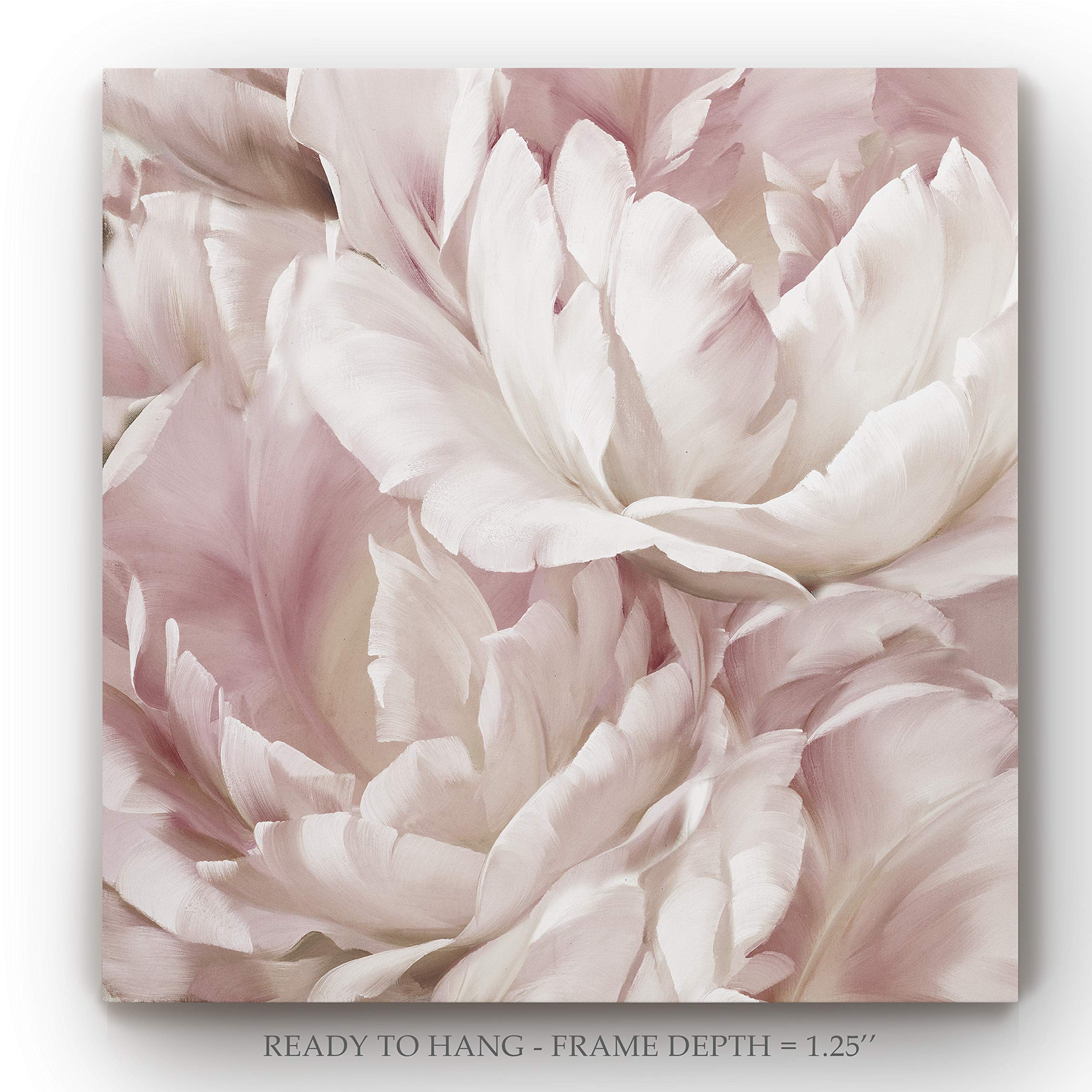 Intimate Blush Floral Abstract Canvas Wall Art - 24x24 Inch Gallery Wrapped Ready to Hang - Modern Home Decor for Bedroom, Living Room, Dining Room, Office & Kitchen - Perfect for Creating a Cozy & Elegant Atmosphere
