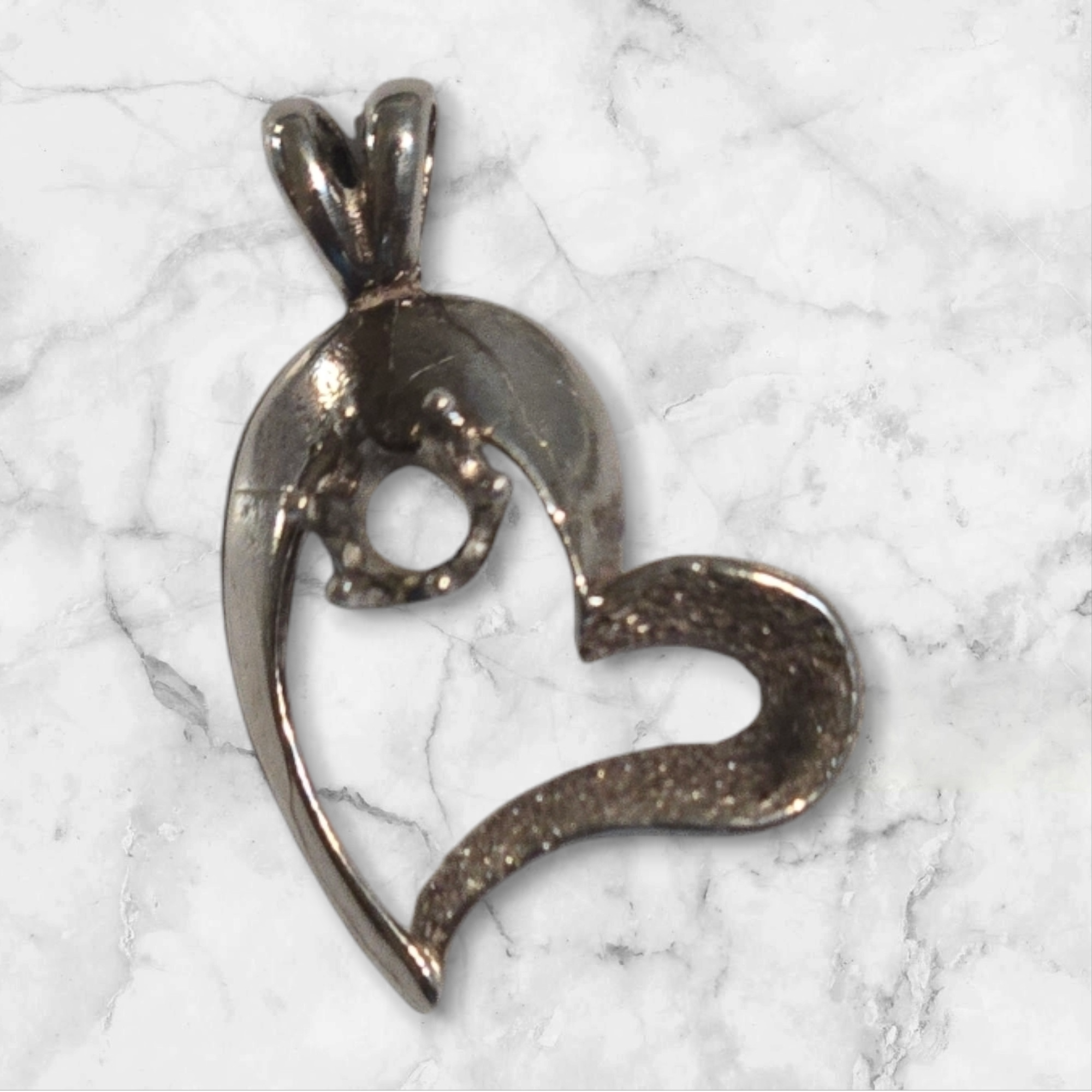 Solid Sterling Silver or 14K Gold 4mm/6mm Round Semi-Textured Heart Pendant Setting - Handmade in USA - Perfect for Necklaces, Bracelets & Jewelry Making