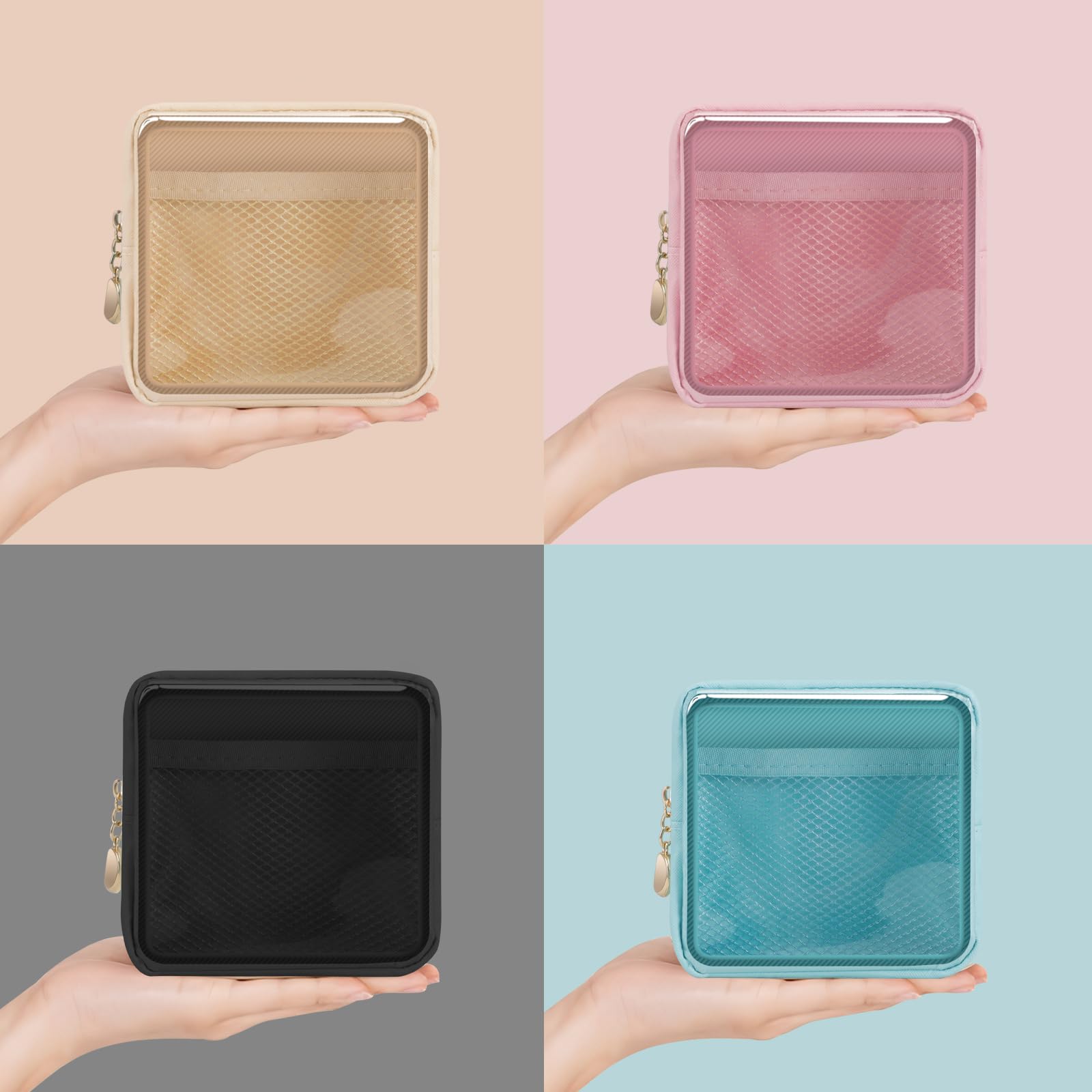 Clear Cosmetic Bag Makeup Pouch - Cute Women's Travel Toiletry Organizer with Zipper - Small, Mini, Large Sizes for Makeup, Skincare & Essentials - Perfect for Gym, Travel & Daily Use - Pink