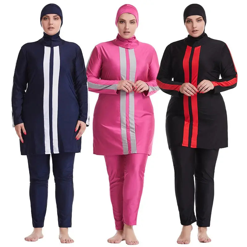 Modest Plus Size Burkinis Swimwear Set for Muslim Women - Full Coverage Islamic Swimsuits for Beach, Pool & Water Activities