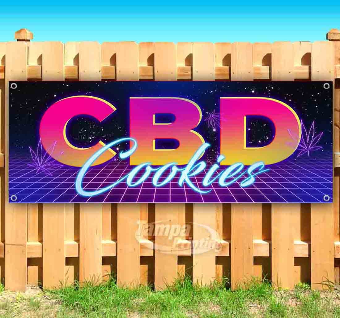 Premium 13 oz Heavy-Duty Vinyl CBD Cookies Banner - Single-Sided with Metal Grommets | Durable Non-Fabric Sign for Events, Trade Shows & Store Promotions